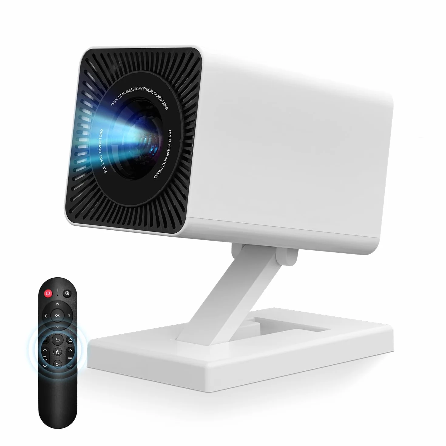 Projecteur 4K Android 11 Portable 5G WiFi BT 5.4 Full HD 1080P 120 Pouces Correction Trapézoïdale HDMI USB Blanc