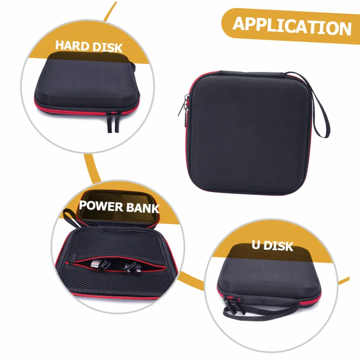 HEMOTON Pochette de Rangement Résistant aux Chocs Toucher Confortable Étui de Protection en Eva Noir Lecteur DVD pour Écouteurs et Câbles USB en Voyage