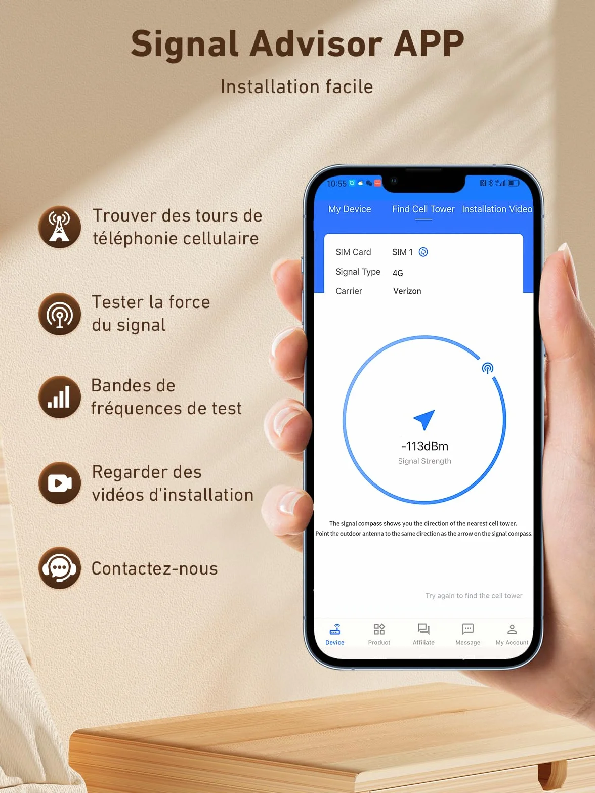 Amplificateur 5G 4G LTE 3G GSM sur la Bande 1, 3, 7 et 8 pour la Maison, pour Orange SFR Free Bouygues Télécom et Plus, Amplificateur Reseau Mobile avec Antenne Omnidirectionnelle