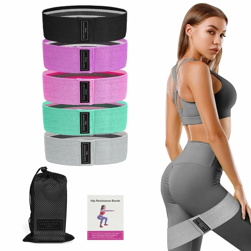 Flintronic Bande Élastique Musculation, Bande de Résistance 3/5 Niveaux de Force, Fitness en Tissu, avec Sac de Rangement