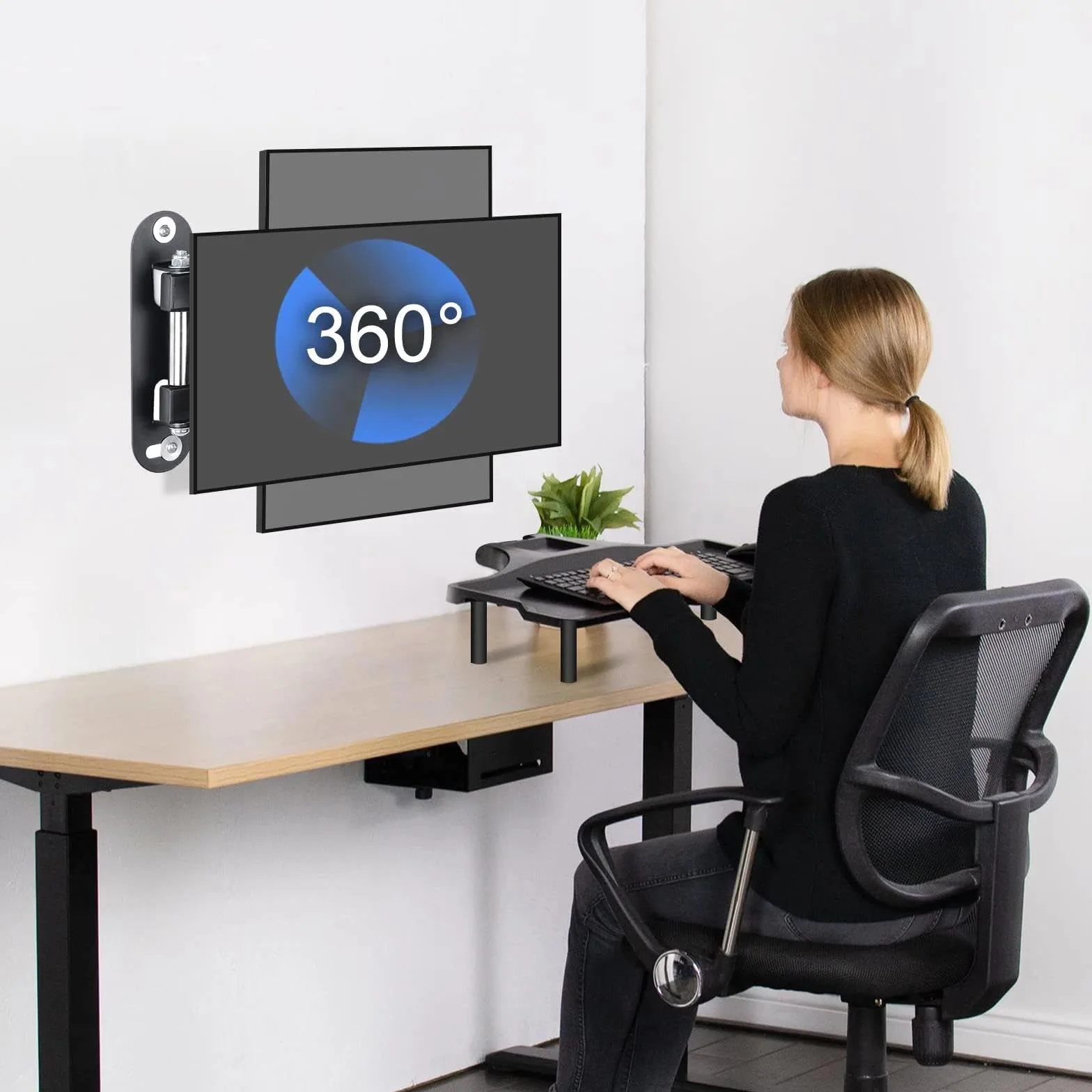 suptek Support TV Mural pour Moniteur et Télévision Plat/Incurvé de 15-32 Pouces, Rotation à 360° Inclinaison 20°, VESA 75x75 / 100x100mm jusqu'à 13 kg, Support Mural TV, Noir, MA2720