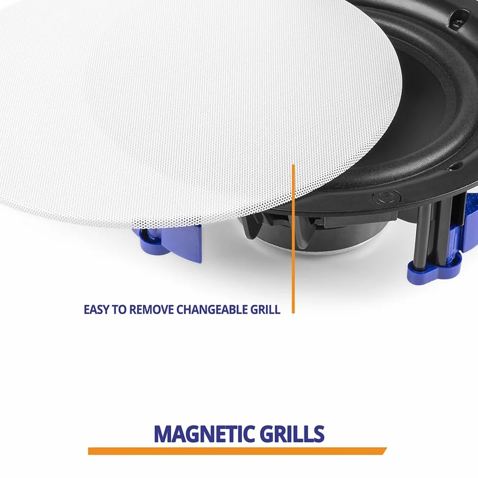 Power Dynamics NCBT601 - Enceinte Plafond avec Grille de Protection 6,5" - Blanc, Puissance 30 Watts Haut-Parleur sans Fil, Bluetooth, Idéal pour Diffuser de la Musique en Intérieur