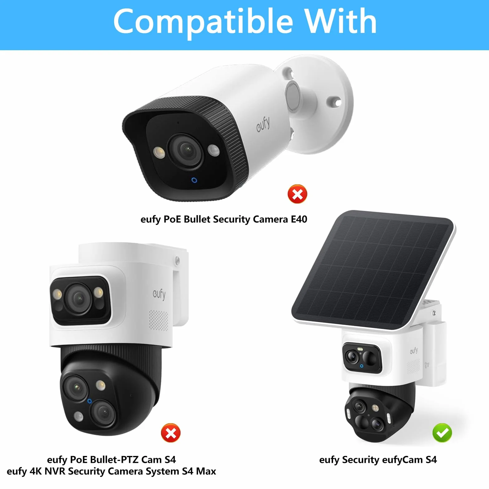 HOLACA Housse résistante aux intempéries compatible avec Eufy Security EufyCam S4 (pas pour S4 Max), accessoire de caméra de surveillance extérieure, housse S4