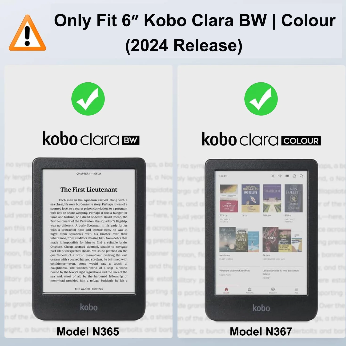 RSAquar Étui 6'' pour Kobo Clara Colour | BW | 2E, Tolino Shine Colour/Shine 5/4 avec Dragonne et Veille/Réveil Automatique, Agave Noir
