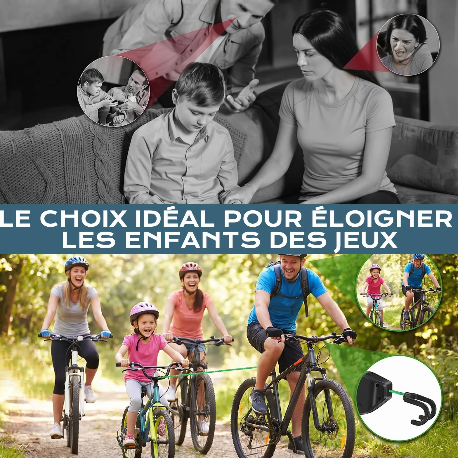 Corde de Remorquage Vélo Enfant 2,5m Vankarr Compatible Universel Enroulement Automatique