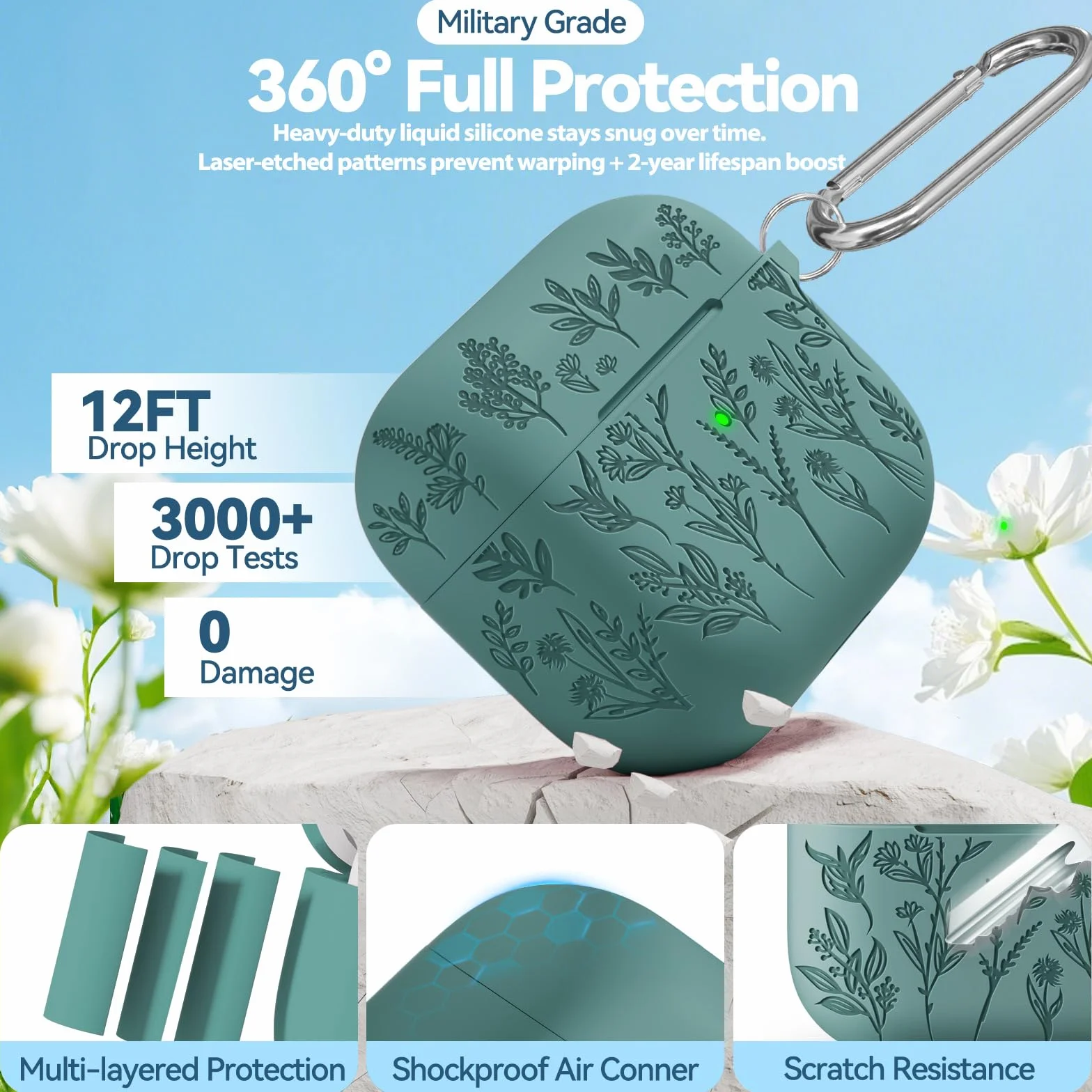 Coque pour AirPods 4 Vert Sapin Gravure au laser Étui de Protection AirPods 4 & ANC