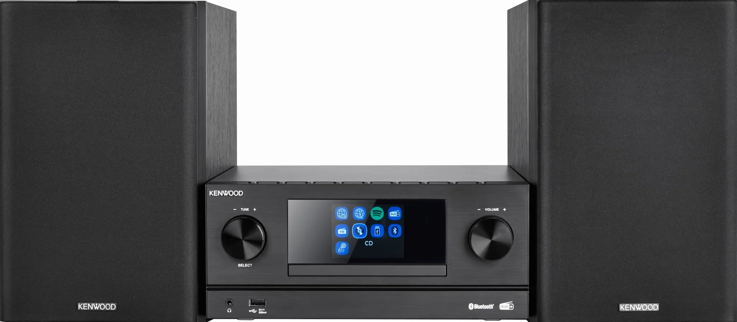 KENWOOD M-9000S-B Micro Système Hi-FI avec CD, Dab +, Radio Internet, Spotify, FM, Bluetooth, USB et Grand écran Couleur TFT