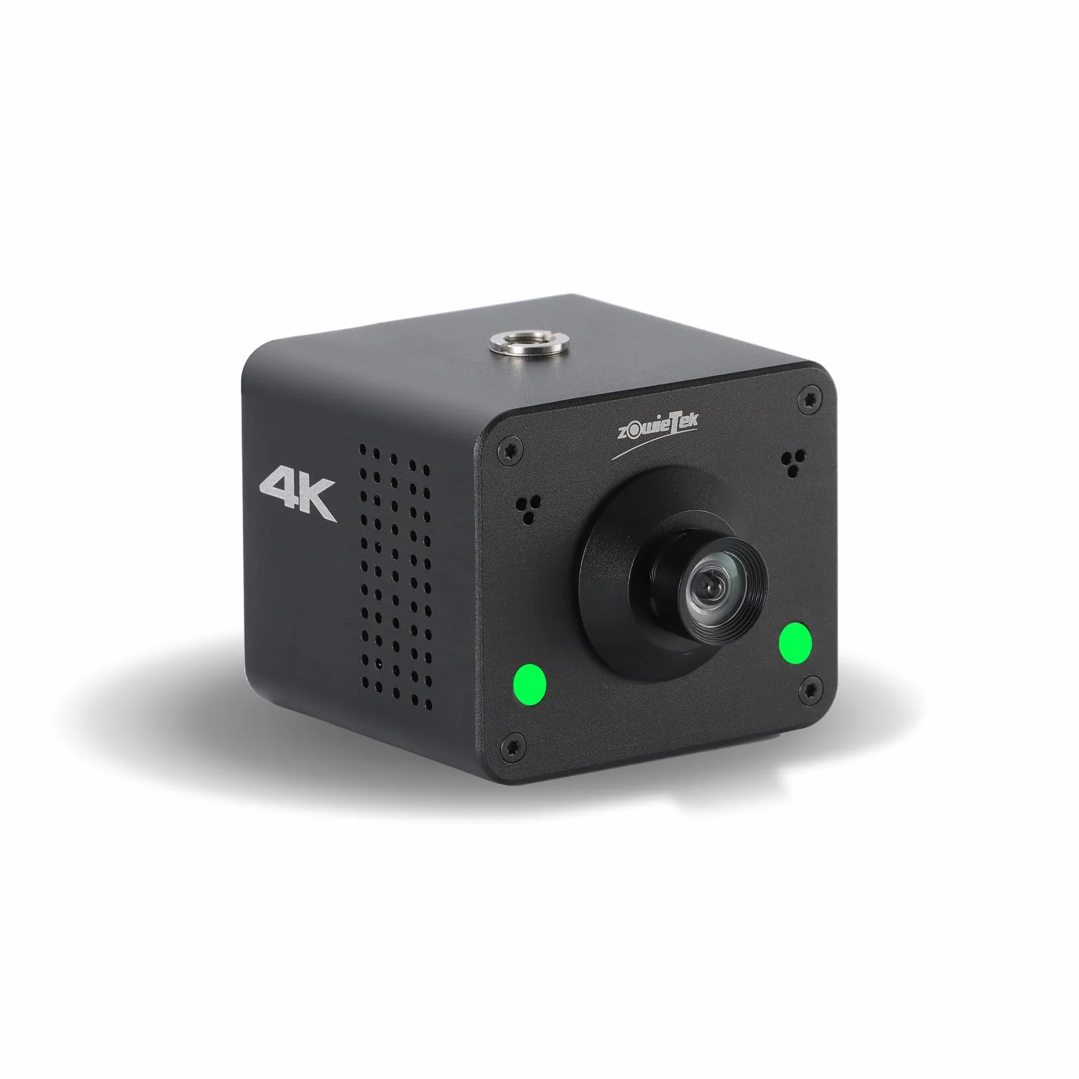Zowietek Caméra Box POV 4K PoE ZowieCAM Sortie SDI/HDMI/UVC Streaming RTSP/RTMP/SRT Ultra Compacte Objectif Interchangeable Contrôle PC/Mobile/Tablette M12