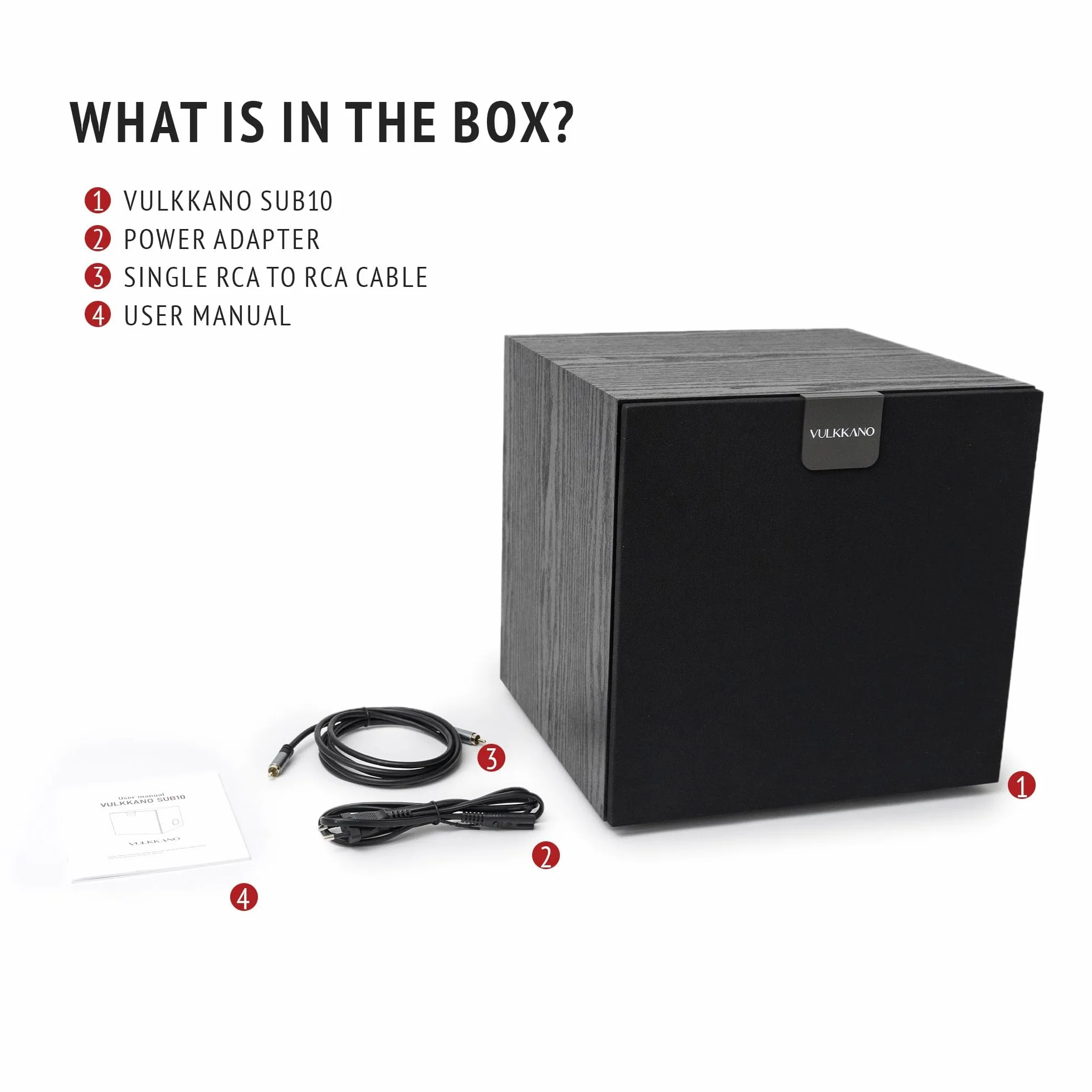 VULKKANO SUB10 Caisson de Basse de 10 Pouces, Fréquence 40Hz-200Hz, Subwoofer Actif