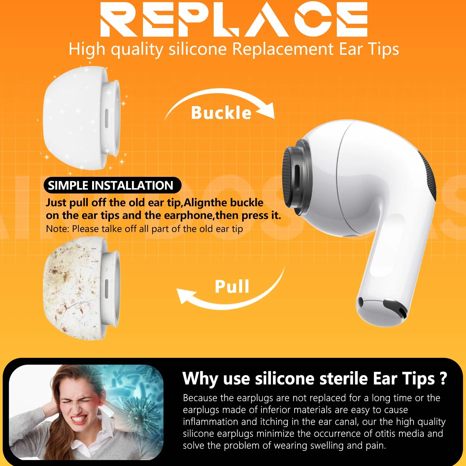 AirPods Pro Écouteurs de Rechange 4 Paires Anti-Bruit Filtre Anti-Poussière