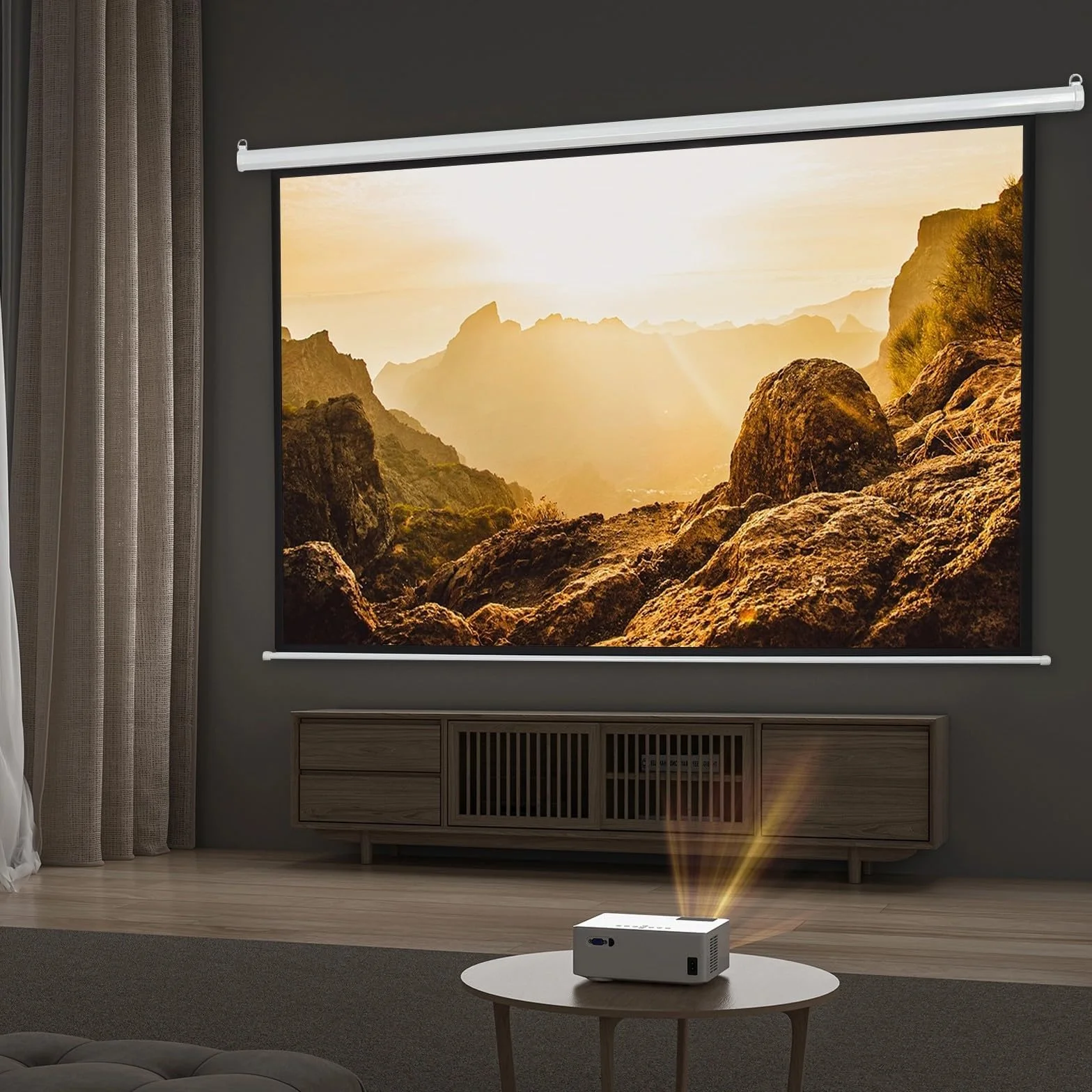 Fabulcozy Écran de Projection Motorisé Électrique 4:3 84 Pouces 171x130 cm Fixation Mur Plafond Home Cinéma