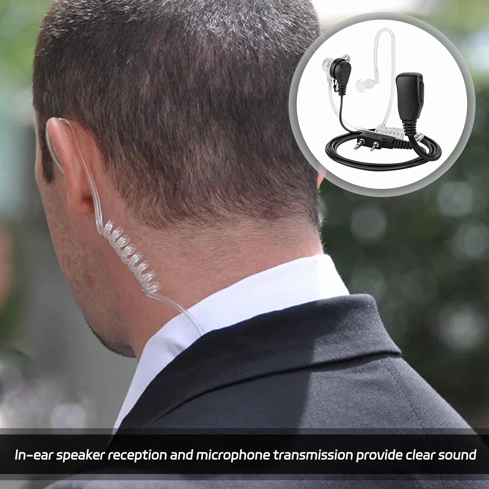 2 PCS Oreillette Talkie Walkie 2 Broches Casque Écouteur(150CM),Oreillette Talkie Walkie Radio,Compatible avec La Radio Bidirectionnelle Kenwood BAOFENG UV5R 888S RT24 RT27 HESENATE HT999.