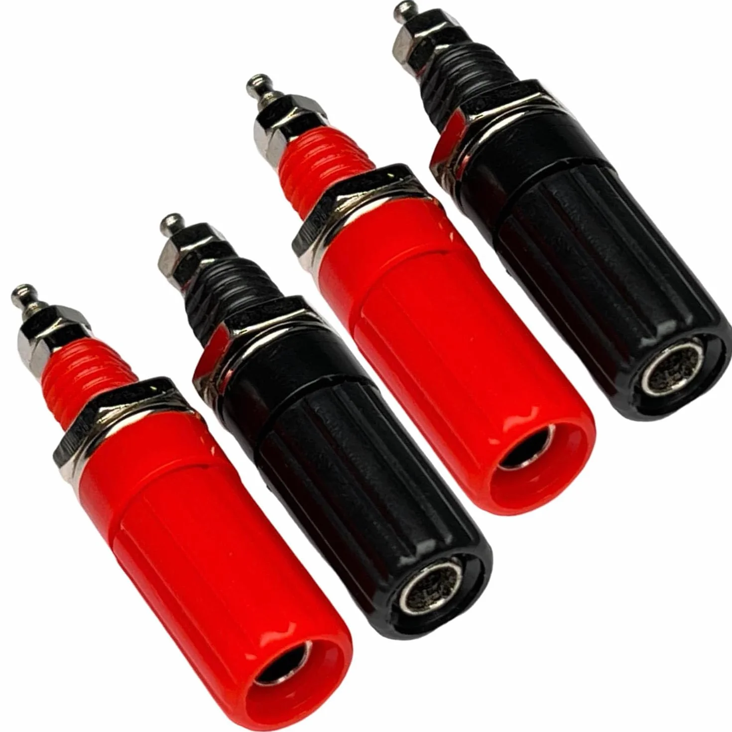 RUNCCI-YUN Lot de 10 4mm Fiche Banane Douille, Fiche Banane Femelle, 4mm fiche enceinte, Haut-Parleur Reliure Femelle Post Socket Jack pour 4mm Banana Fiche Connecteur（rouge noir）