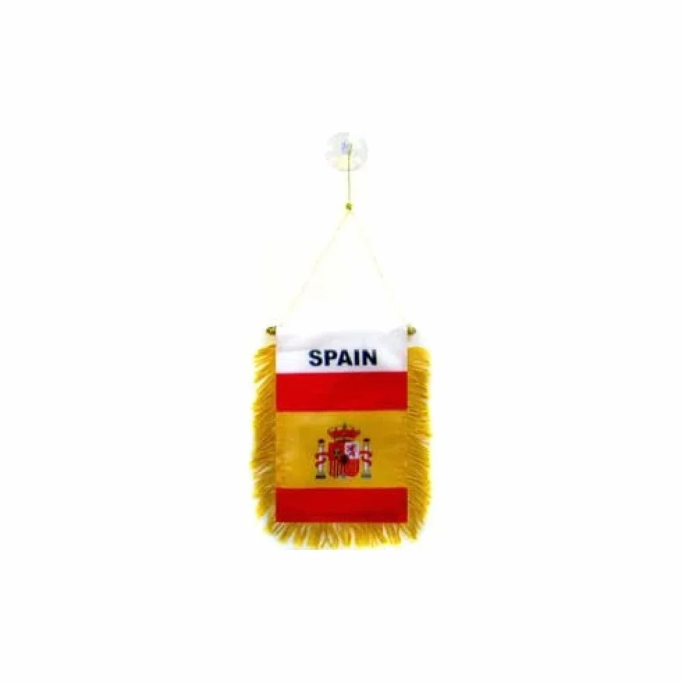 AZ FLAG Fanion Espagne Mini Drapeau Espagnol 13x10 cm Avec Ventouse Franges Dorées