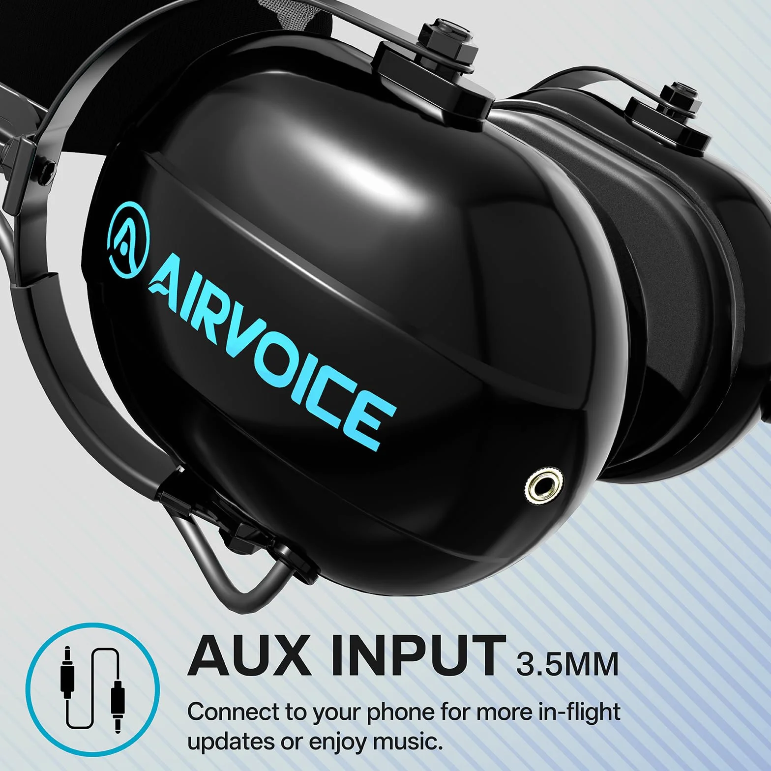 AIRVOICE Aviation Headset for Pilots with Passive Noise Reduction, PNR General Aviation Headset with Comfortable Earpads and Noise Canceling Microphone, for Pilot, Flight School Student, Instructor