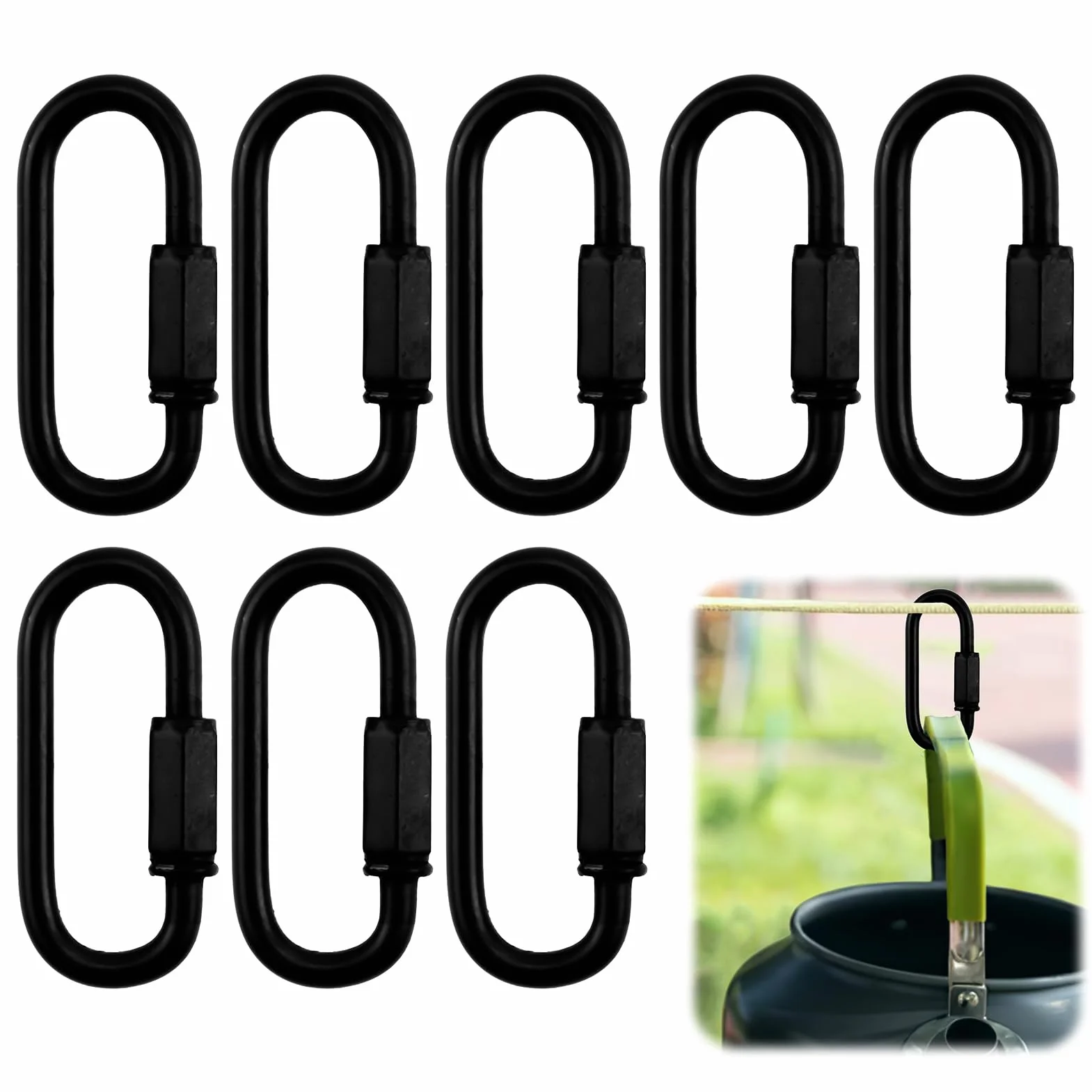 Petit Mousqueton 8PCS 44x19mm Rapide Connecteur De Chaîne À Maillon Mini Porte Clé Noir