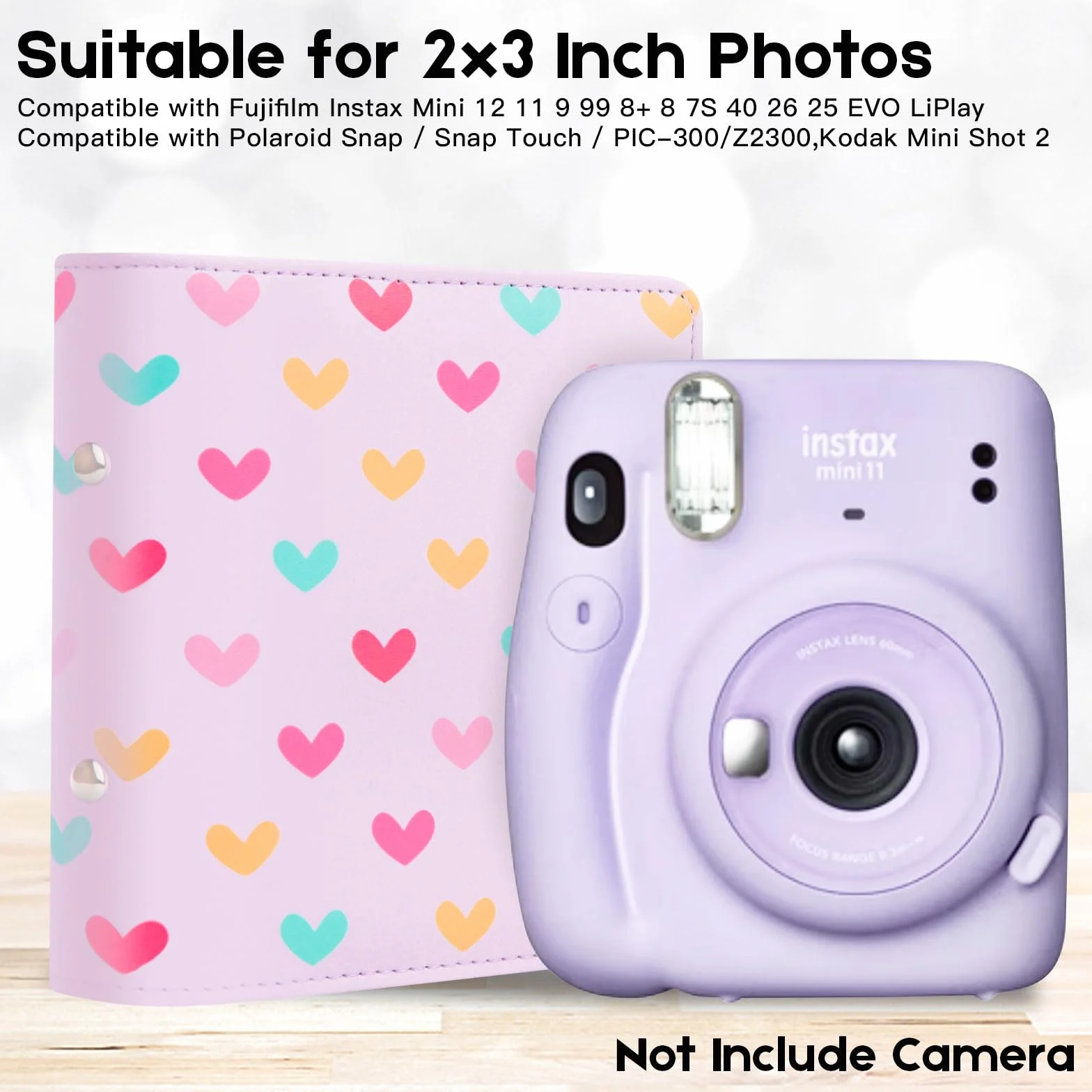 156 Album Photo pour Instax Mini Film(54 x 86 mm),2x3 inch livre d'images Compatible avec Polaroid Zink et HP Sprocket Instant Photo Paper,K-pop Photocards (Violet, 112 Pochettes)