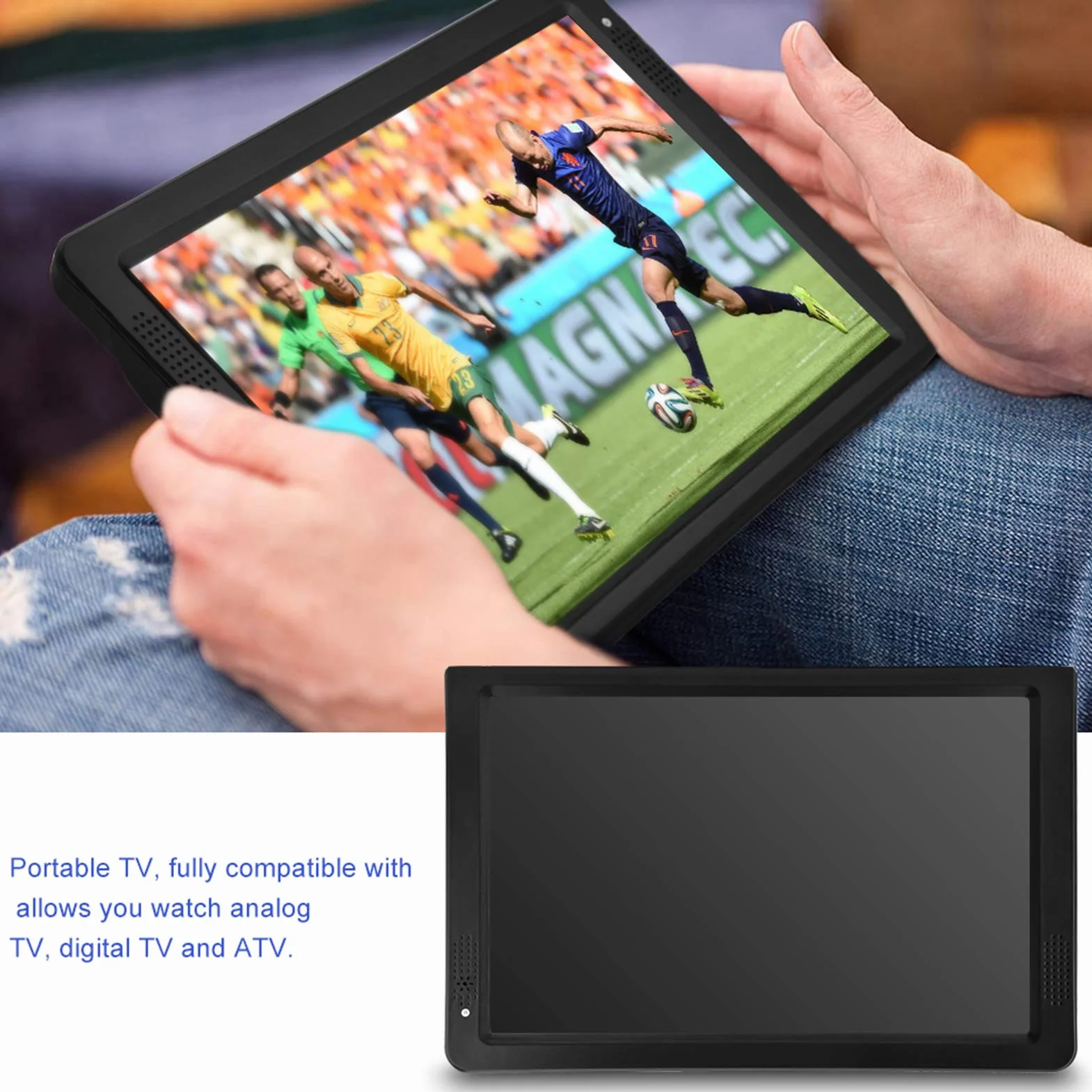 VBESTLIFE T / T2 Téléviseur Portable 12 Pouces, avec Ecran LCD Haute Résolution 1280 * 800 Téléviseur Numérique Support Alimentation Secteur, Adaptateur Allume-Cigare 12V etc(EU)