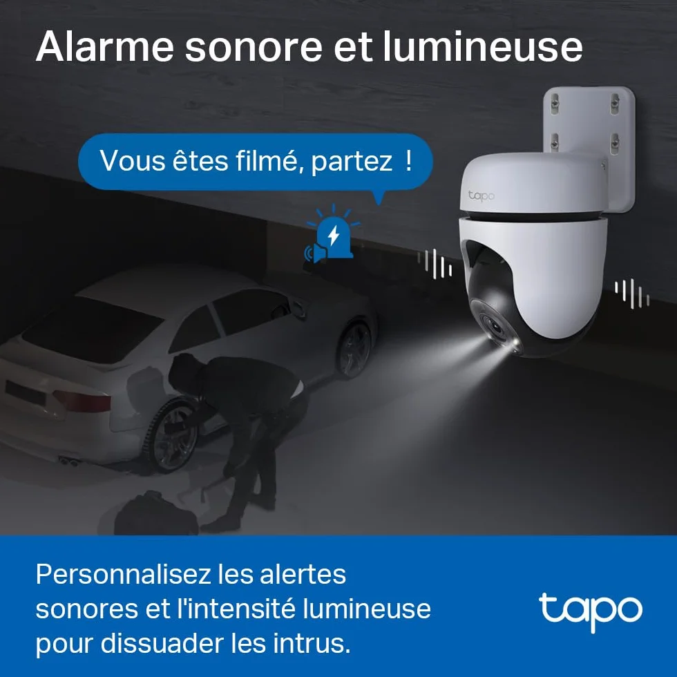 Tapo C510W 2K Caméra de Surveillance WiFi Extérieur 360° Vision Nocturne Couleur IP65