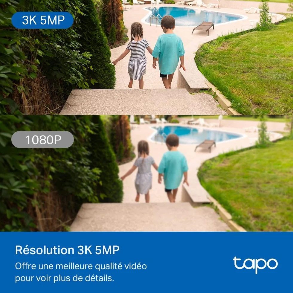 Tapo C530WS Caméra de Surveillance extérieure 360° 3K 5MP Vision Nocturne Couleur Starlight Détection IA Suivi de Mouvement WLAN Ethernet