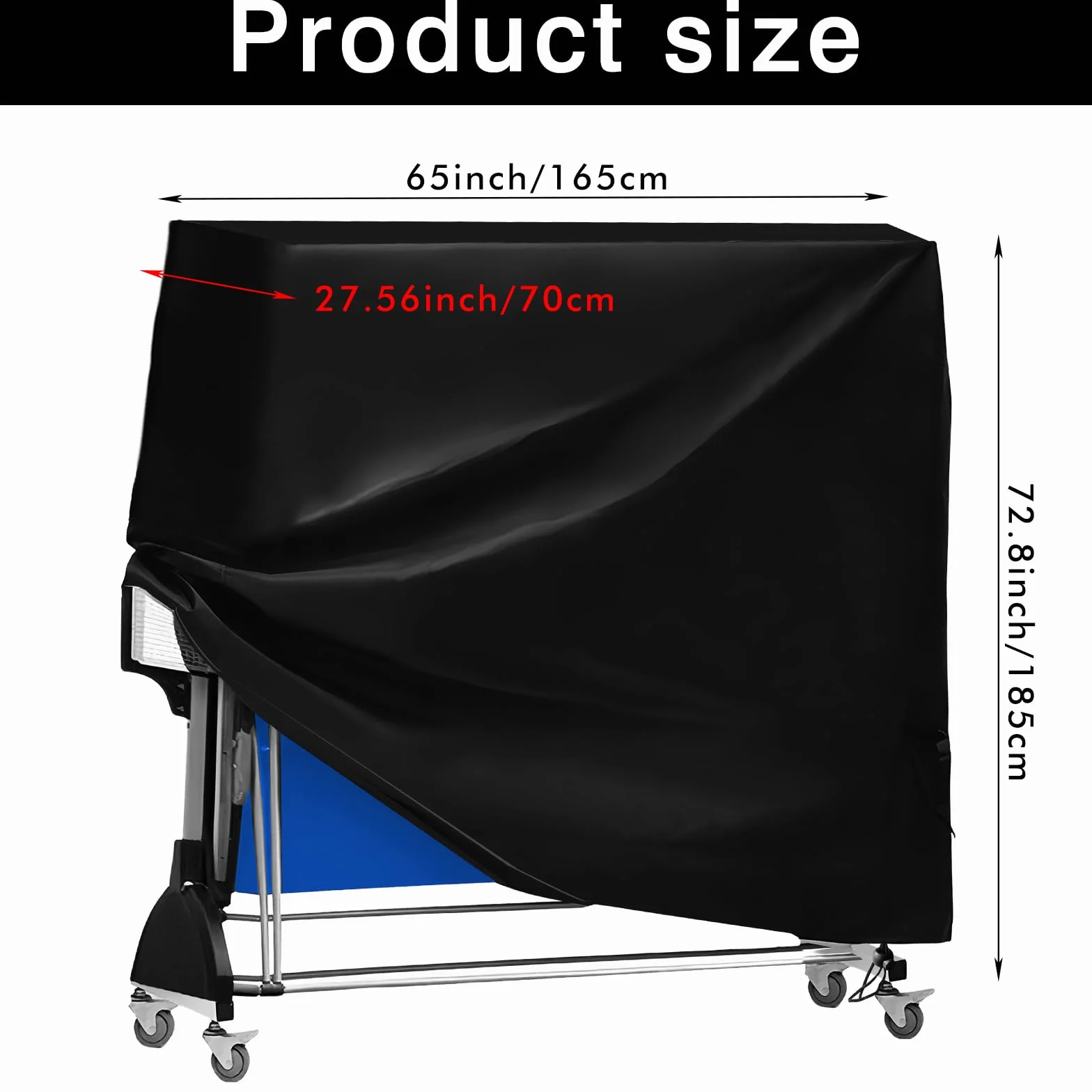 Housse imperméable WIYETY pour table de ping-pong 185x70x165 cm protection UV intérieur extérieur