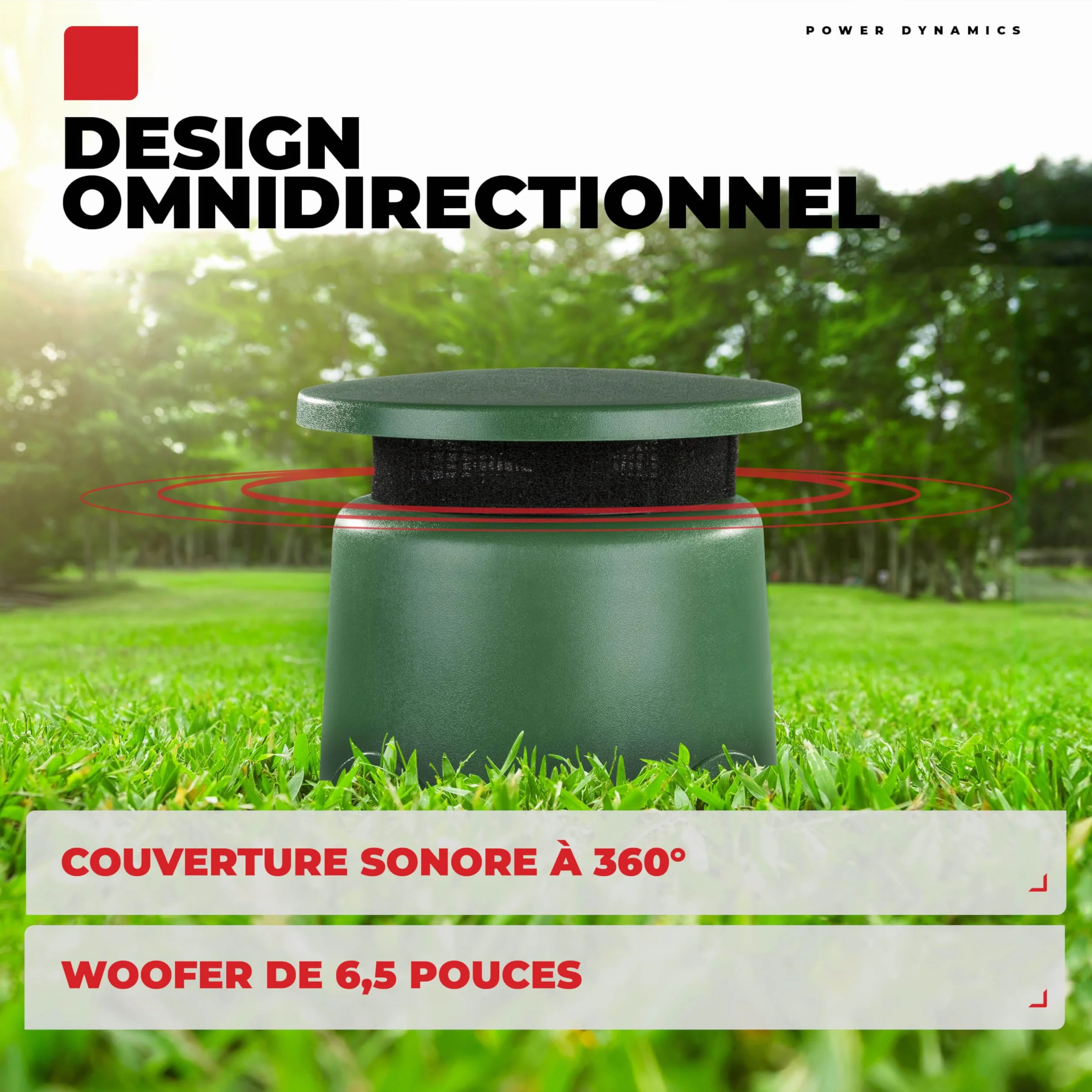 Power Dynamics GS640 - Enceinte Extérieure 100V 40W 6,5″ - Sonorisation Jardin, terrasse & Zones publiques, Installation discrète ou Semi-enterrée