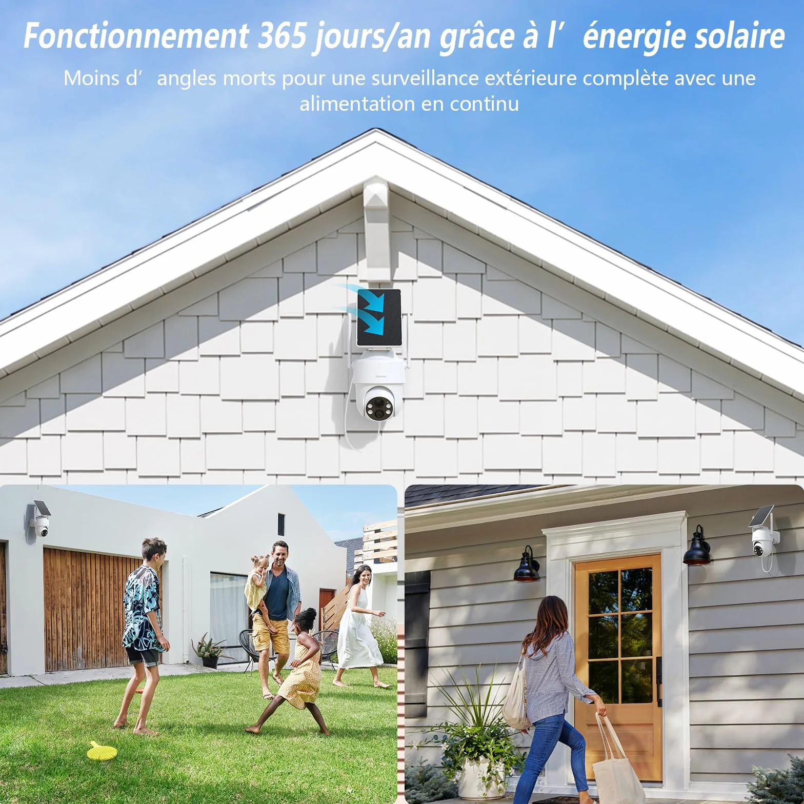 GALAYOU Camera Surveillance WiFi Exterieure sans Fil Batterie 2K Panneau Solaire 2,4GHz Alerte PIR Vision Nocturne Audio Bidirectionnel