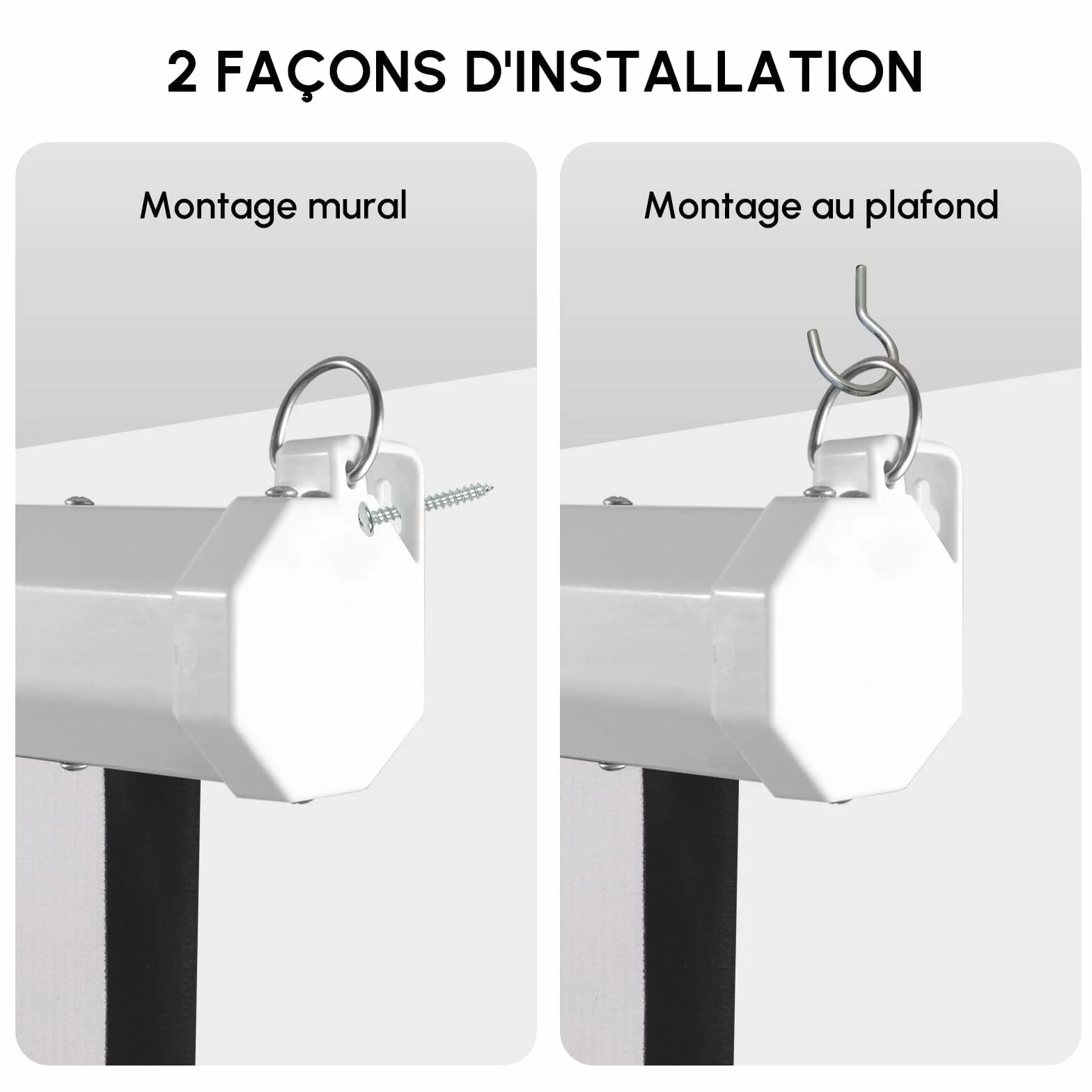Fabulcozy Écran de Projection Motorisé Électrique 4:3 84 Pouces 171x130 cm Fixation Mur Plafond Home Cinéma