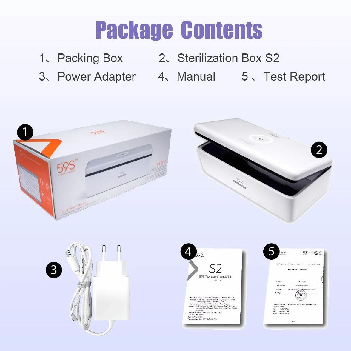59S UV Stérilisateur LED Box avec 8 perles Lampe de Stérilisation Rapide 99,9%, Adaptée aux Téléphones Portables, à l'esthétique, aux Outils de Beauté et aux Soins Personnels