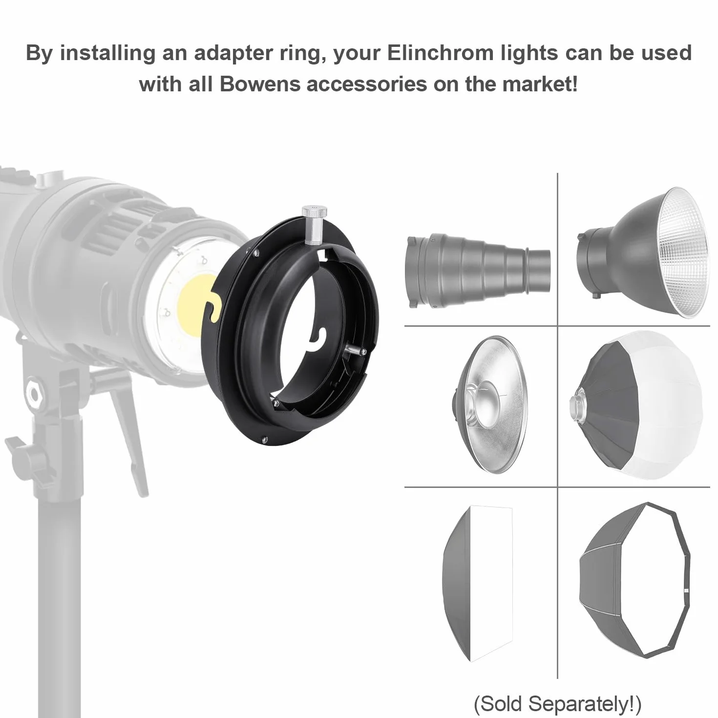 Fomito Bague Adaptateur de convertisseur de Monture pour Studio Photo Elinchrom Bowens Adaptateur convertisseur Bague pour boîte à lumière Beauty Dish Flash de Studio Strobe Photographie