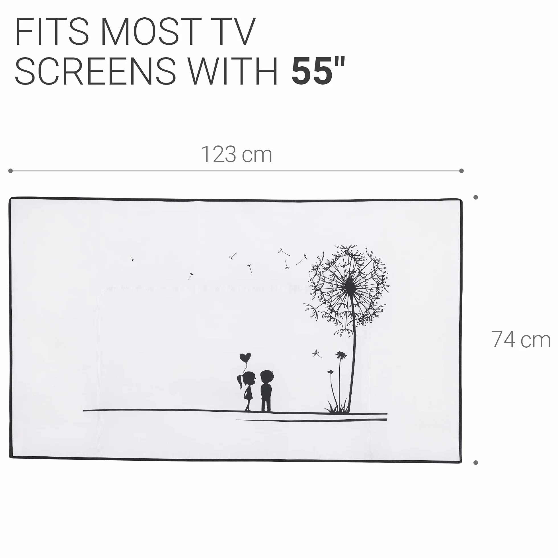 kwmobile Housse écran TV compatible avec 55" TV - Protection d'écran télévision - noir-blanc