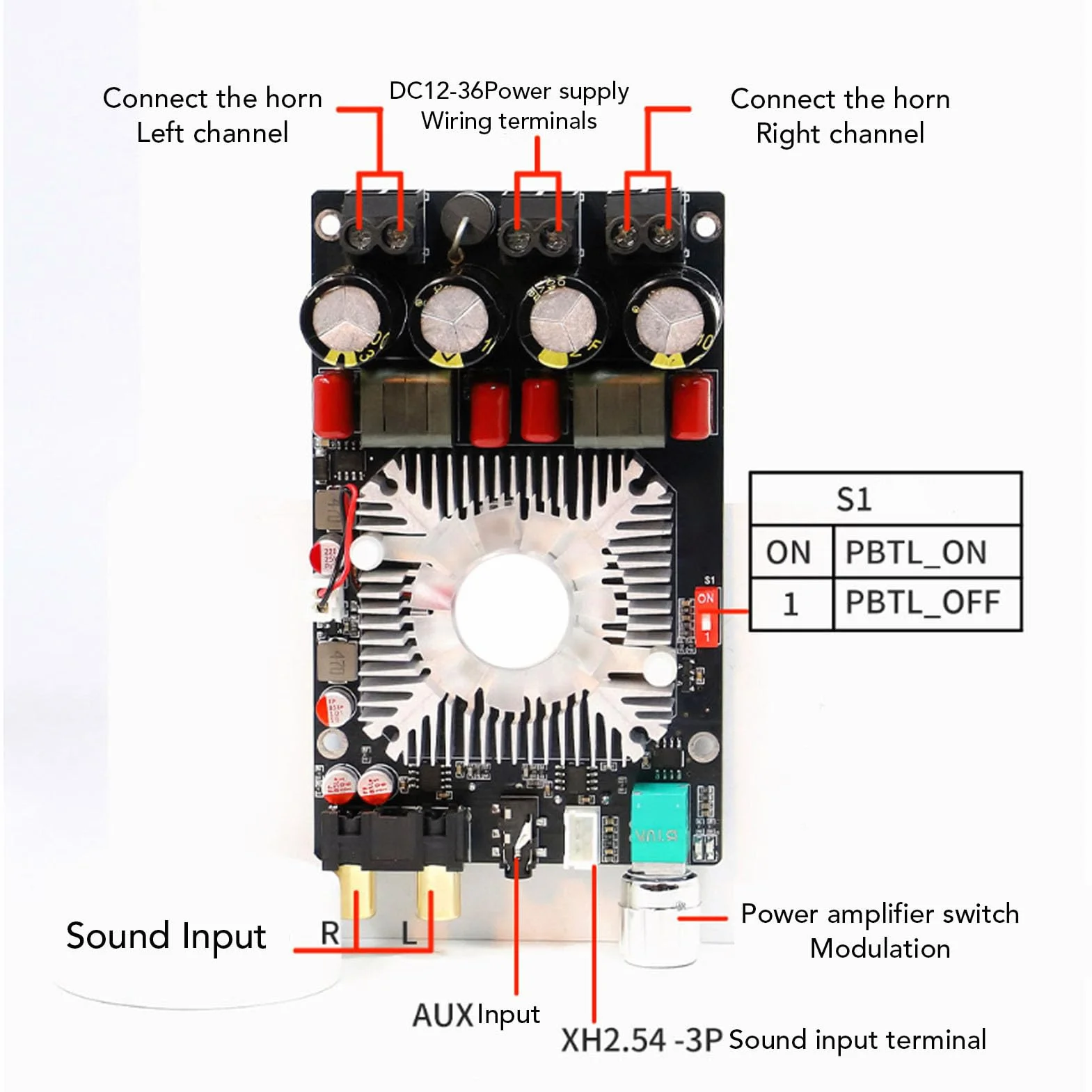 Carte Amplificateur Numérique TPA3251 BT 220W x 2 HiFi Stéréo 12-36V DC pour Audio Home Cinéma