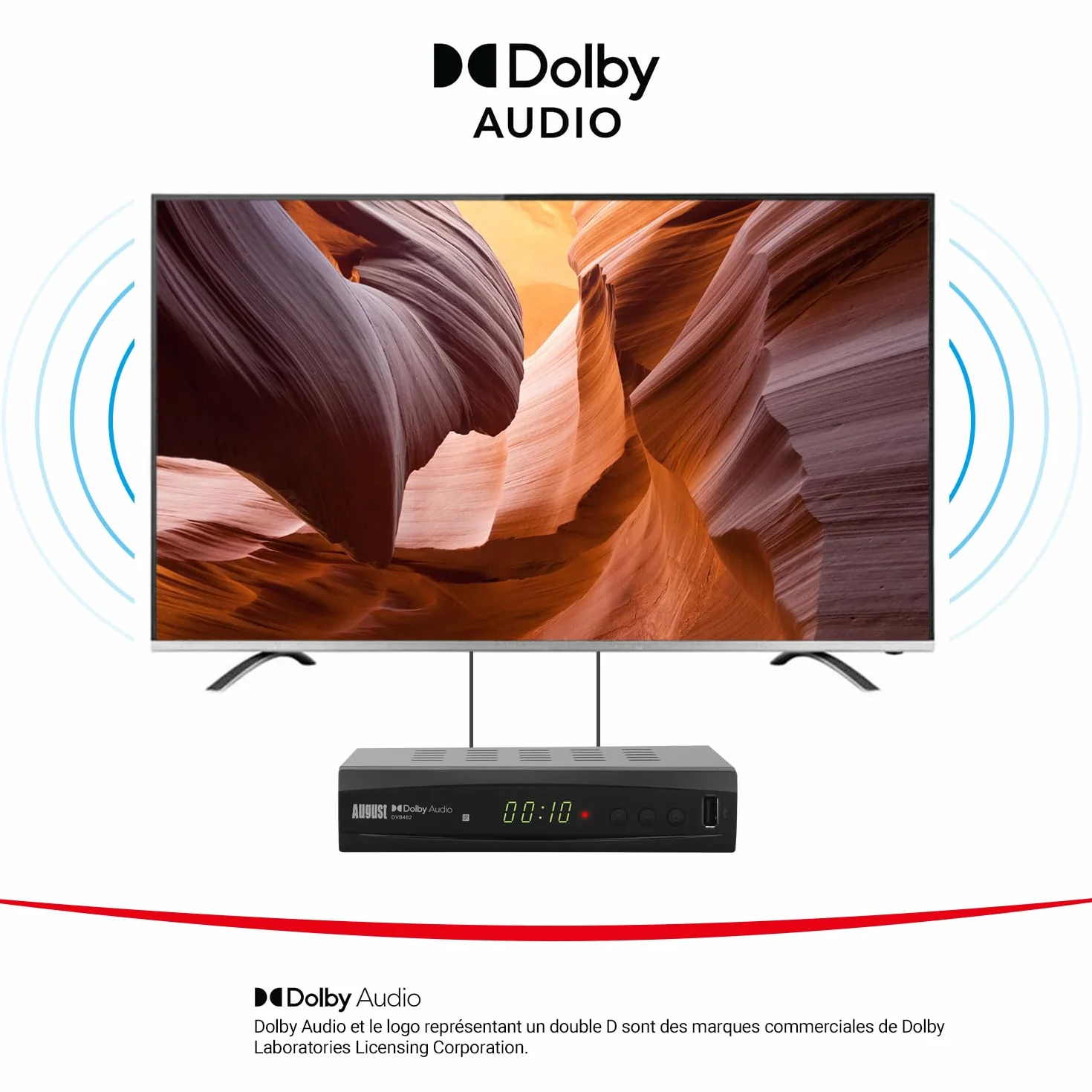 August DVB482 Décodeur Enregistreur TNT HD HDMI Full HD 1080p 2 chaînes simultanées