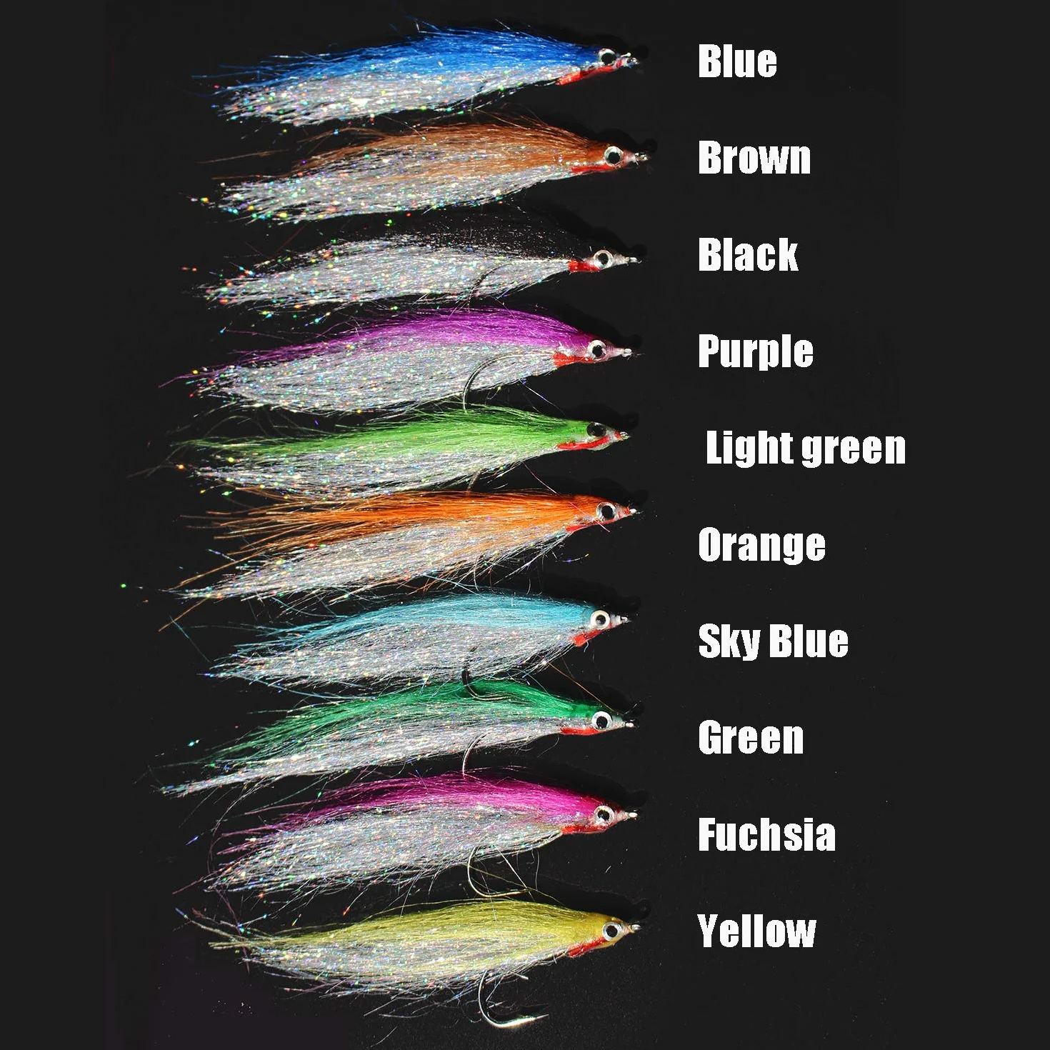 Tigofly Lot de 10 Mouches de Pêche Acier Haute Teneur en Carbone Hameçons Argentés Holographiques 4 cm 10 Couleurs Saumon Truite Bar