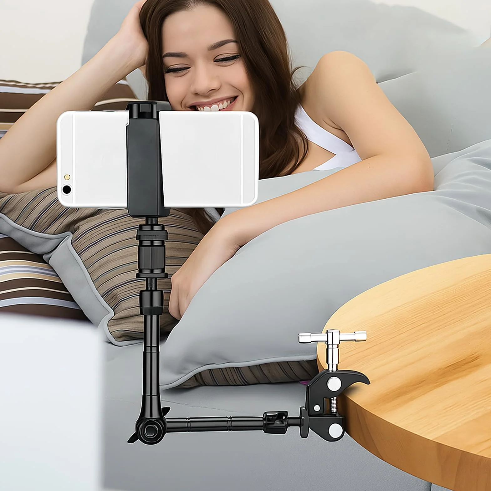 Lot de 2 Super Clamps pour appareil photo, Super Clamp avec bras magique, support de serrage universel pour filetages 1/4 et 3/8 pouces, alliage d'aluminium robuste, pinces antidérapantes pour apparei