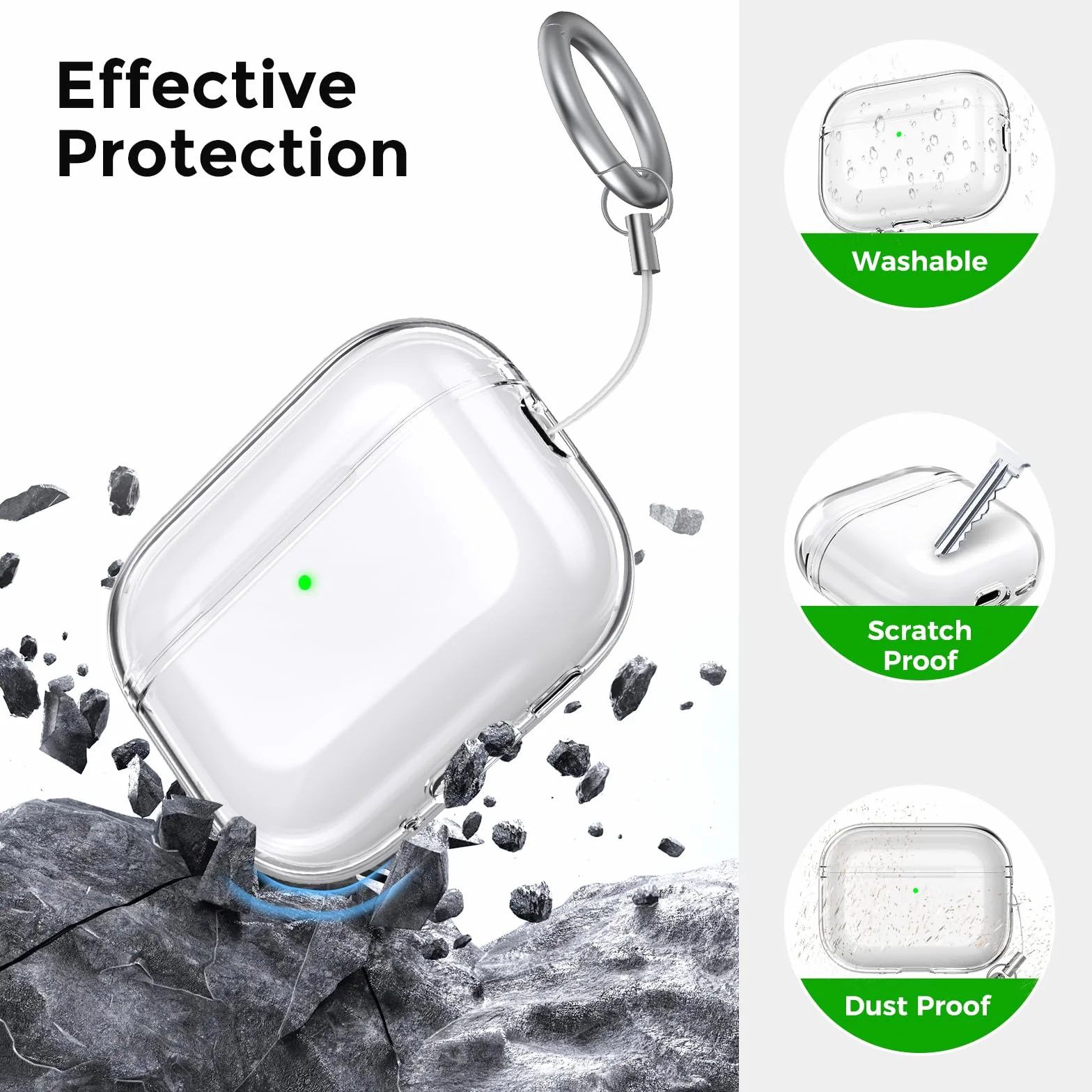 AhaStyle Transparente Coque AirPods Pro 3 (2025) avec Kit Nettoyage [Anti-Jaunissement] Étui Protection TPU Clear Housse pour AirPods Pro 3ème Génération Supportant Recharge USB-C et Recharge sans Fil
