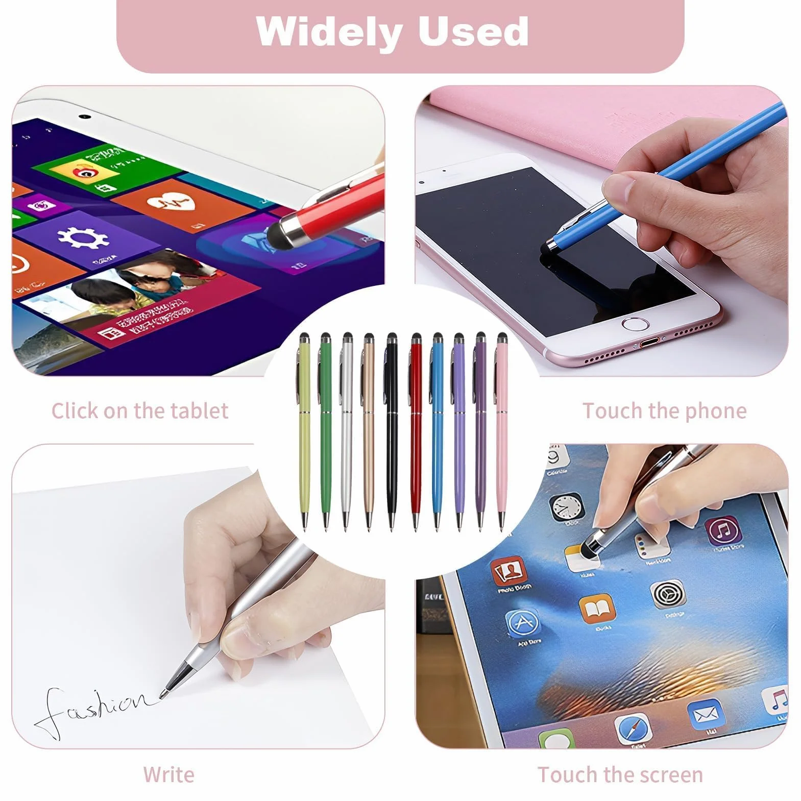Stylo Tactile Universel 2 en 1, 10 Pièces, Stylet Capacitif 7mm pour Écrans Tactiles Tablette Téléphone