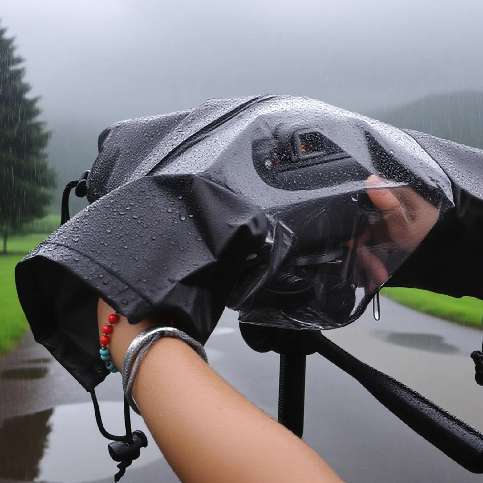 Housse De Protection Imperméable en Nylon pour Appareils Photo Reflex DSLR – Couverture Anti-Pluie pour Fujifilm, Canon, Sony – Ultra Claire avec Manches Réglables Et Accès Facile Aux Commandes
