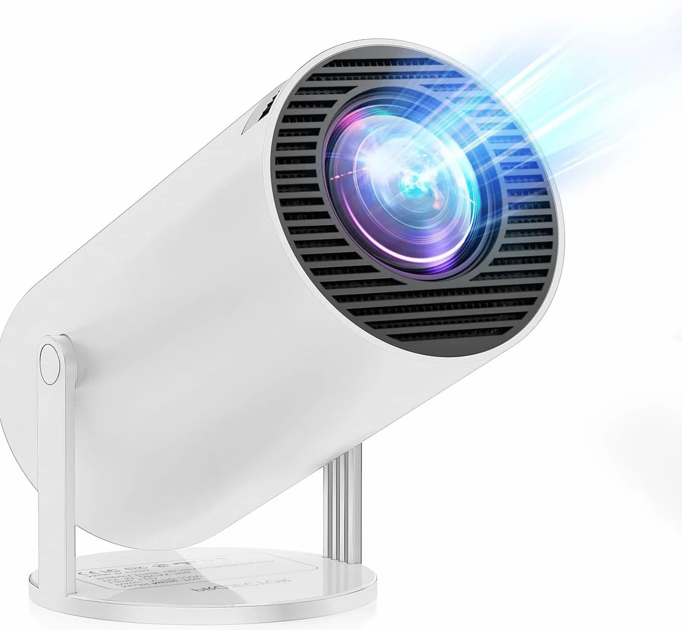 Videoprojecteur Mini Projecteur Portable 20000 Lumens 4K Supporte avec App Intégrée Android 11.0 WiFi 6 Bluetooth 5.4 Auto Keystone 180° Rotation pour Phone/HDMI/USB