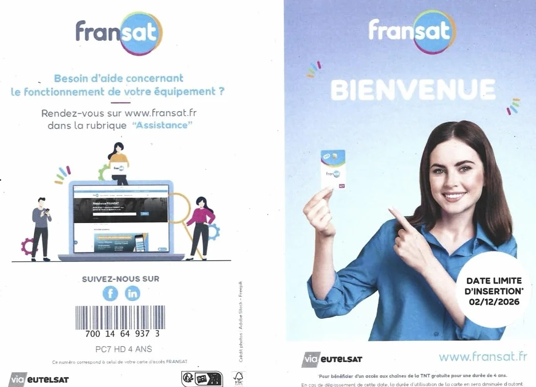 Carte FRANSAT PC7 HD - VALIDE 4 Ans + Porte-Cartes en Aluminium avec Blocage RFID