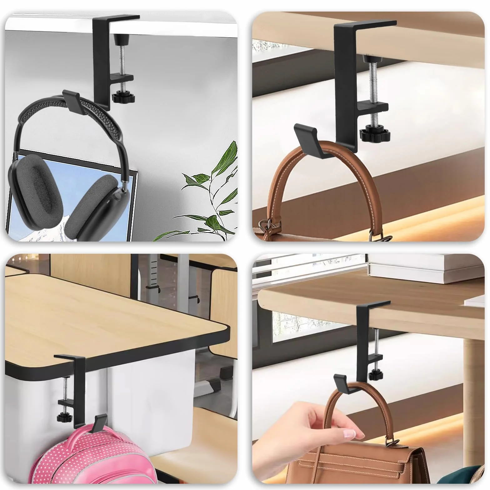 Jeffdad Support pour écouteurs, écouteurs, casque, bureau, support de casque de jeu, support pour clés, poches (crochet monocouche)