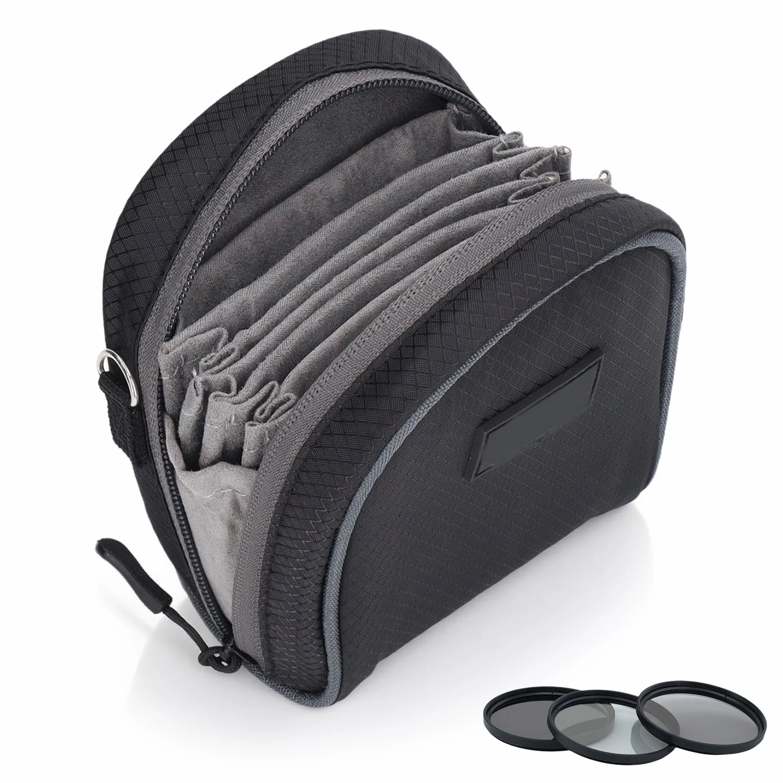 Sac de Filtre d'objectif à Coque Rigide à 8 Poches jusqu'à 95 mm, Étui de Filtre pour Objectif,étui de Filtre d'objectif étui de Filtre d'appareil Photo avec bandoulière pour Filtre de Photographie