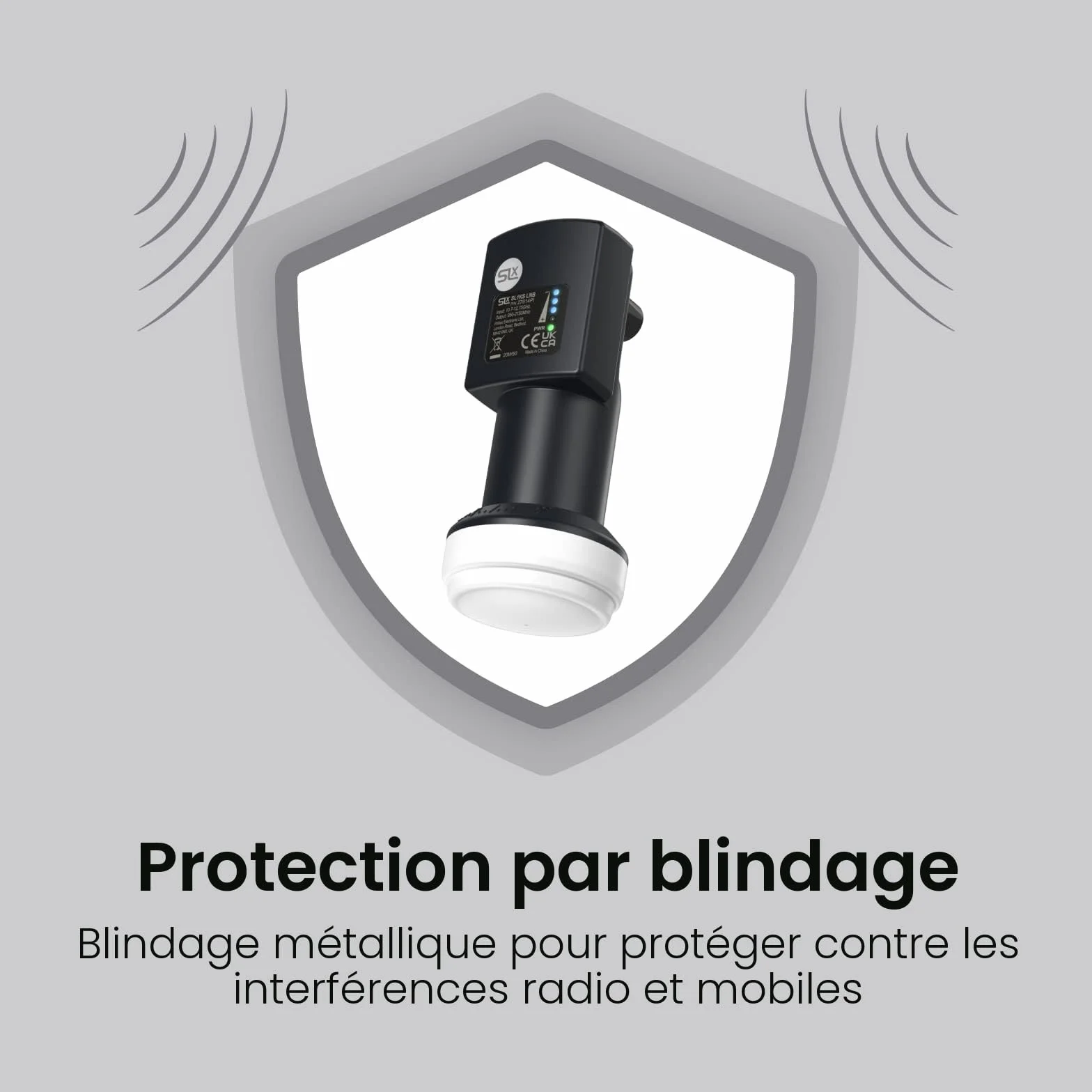 Tête de Parabole LNB Universelle à Sortie Unique avec Détecteur de Force du Signal, Tete Universelle pour Parabole, Réception HD, 4K, UHD, Full HD