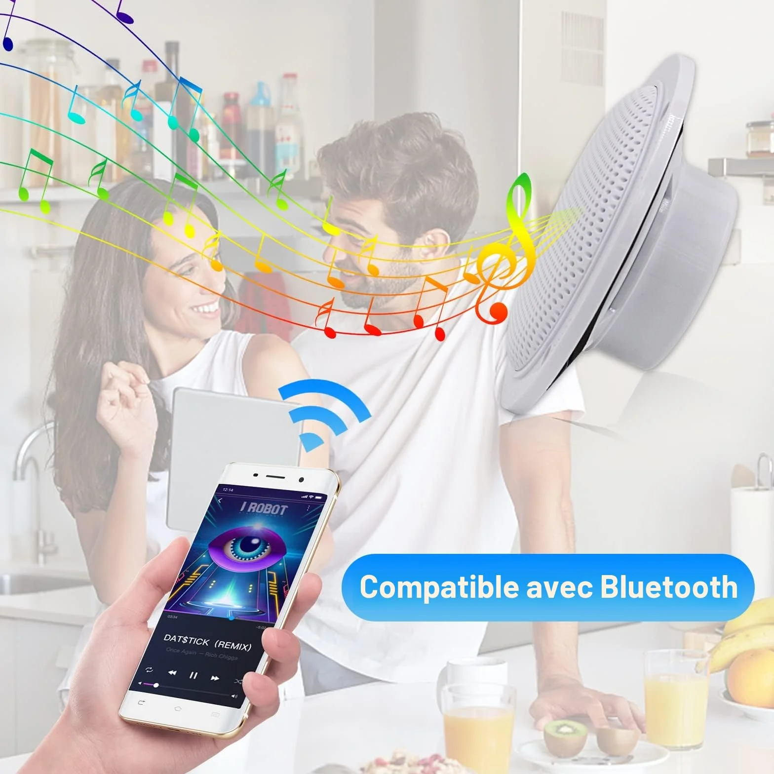 Herdio Kit de Haut-Parleur de Plafond Bluetooth Étanche