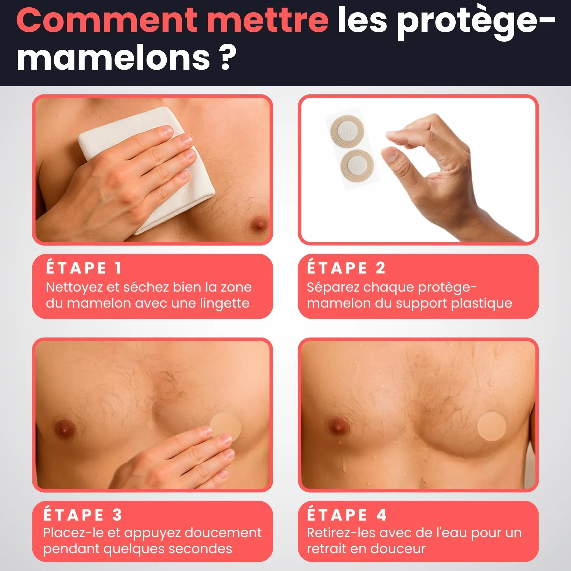 Protège Mamelon Running Homme 35mm Jetable Adhésif Résistant Cœur Doux