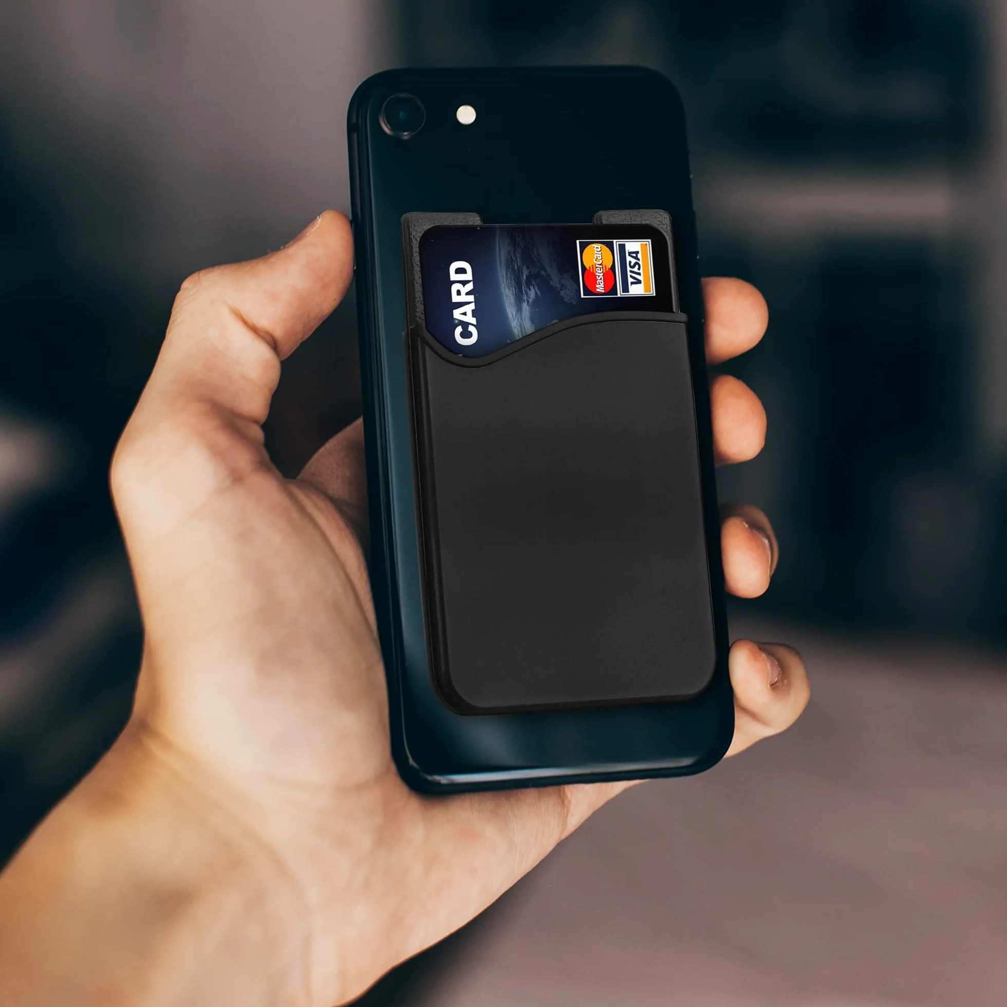 kwmobile Porte-Carte Adhésif Silicone pour Smartphone - Pochette Autocollante Format Carte Bleue
