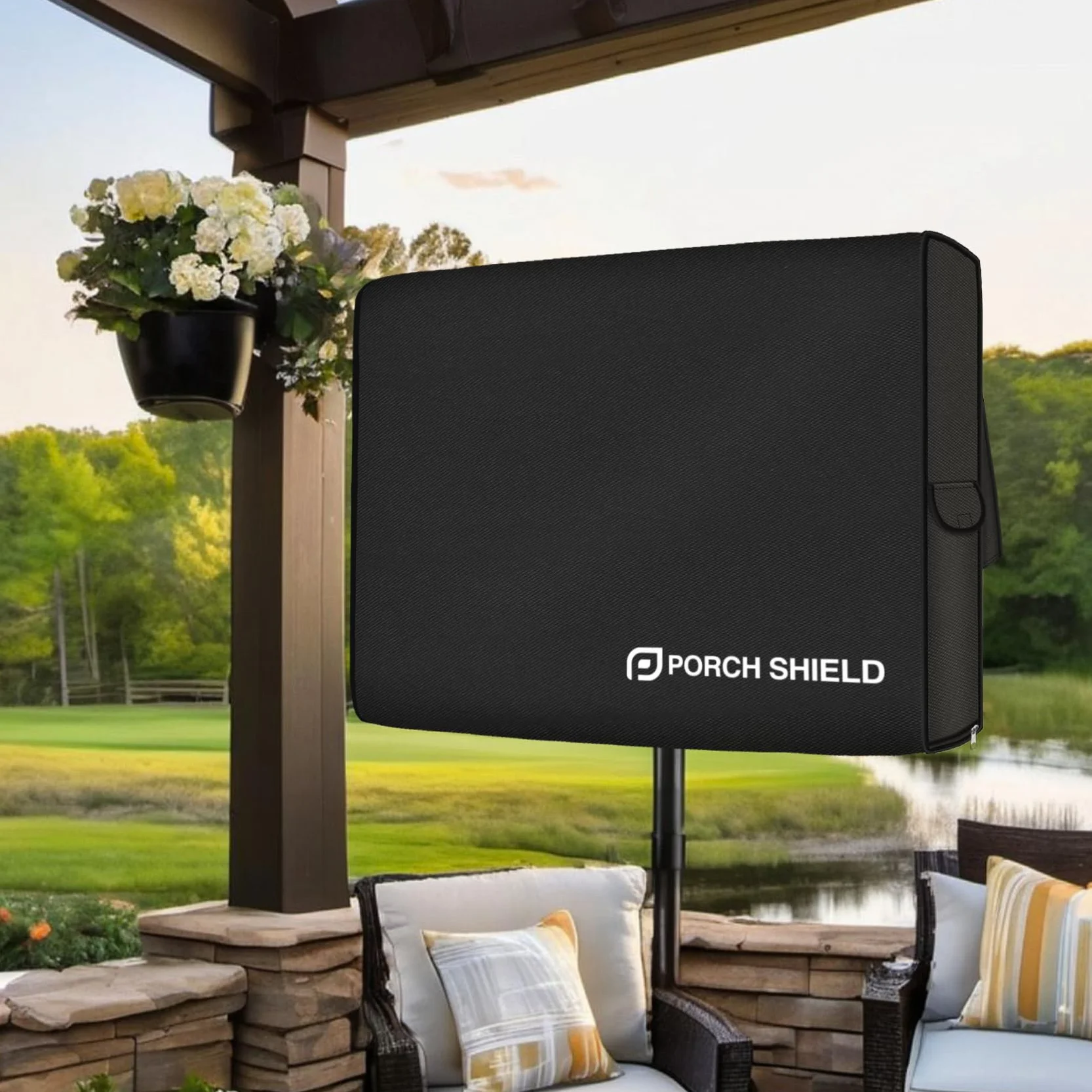 Porch Shield Housse de protection complète pour TV d'extérieur de 40 à 43" – Protection complète contre les intempéries pour TV LCD, LED, compatible avec supports muraux et supports (noir)
