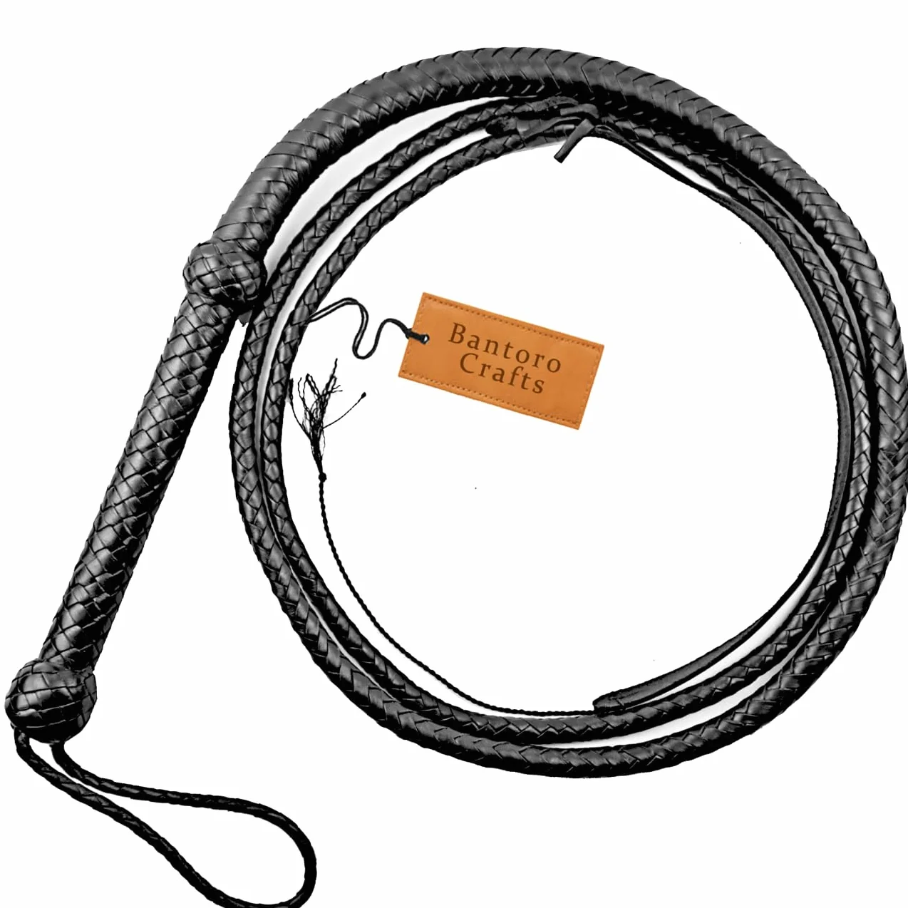 Fouet en Cuir véritable Cravache 3-8 Pieds 0,9-2,4 mètres 12 Tresses Brins Cuir tressé Fouet craquant Fort Equitation