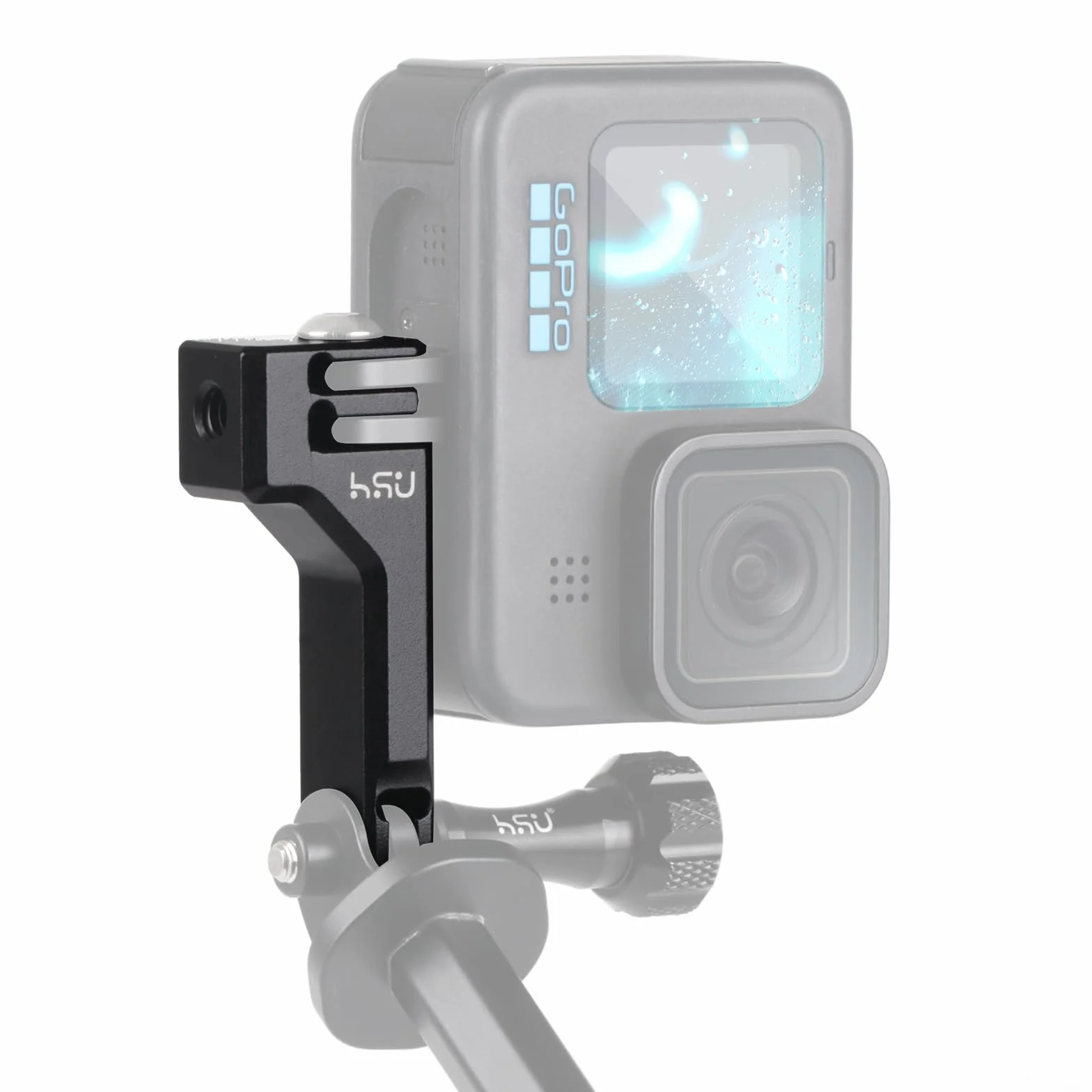 HSU Fixation Vertical pour GoPro, Adaptateur de Montage en Aluminium 90° pour Hero 12/11/10/9/8/7/6/5/4/3 Caméras d'action