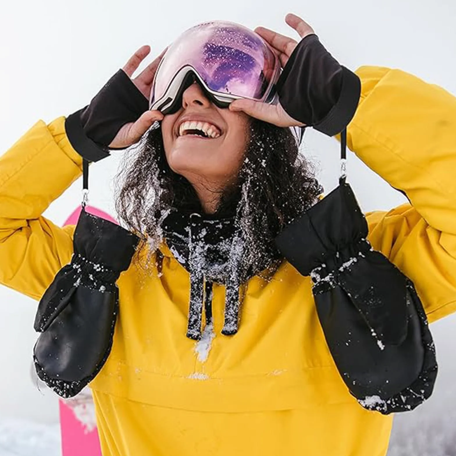 Sangles Gants Ski Nylon avec Bouton Métal pour Snowboard Accessoires